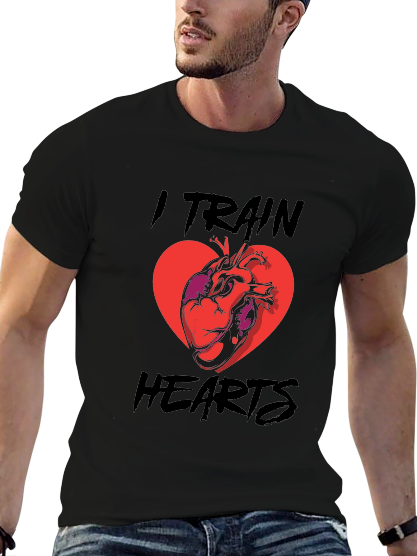 I Train Hearts T-Shirt - Black Graphic Tee