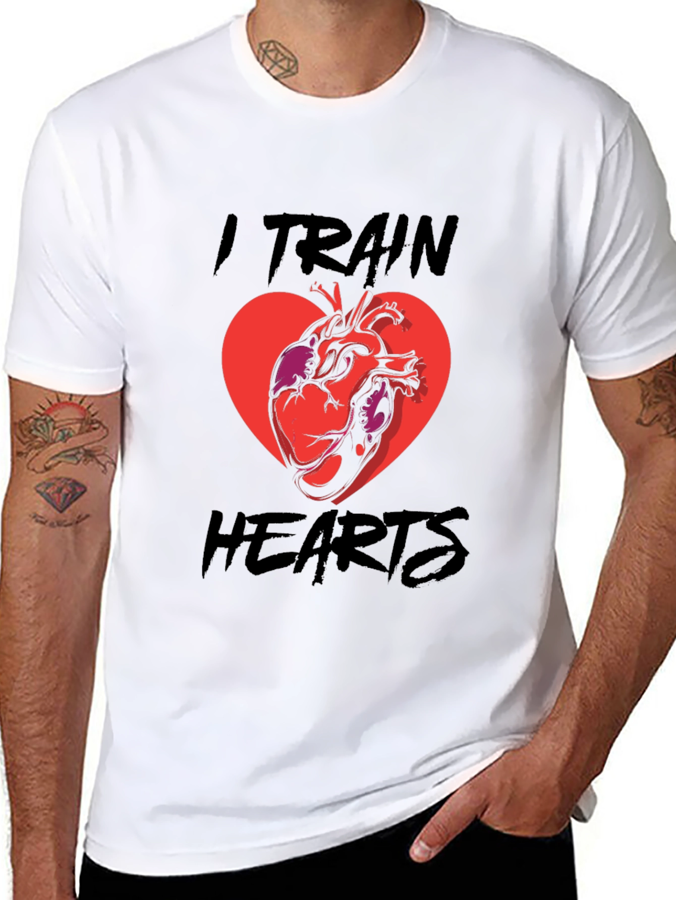 I Train Hearts T-Shirt - Black Graphic Tee