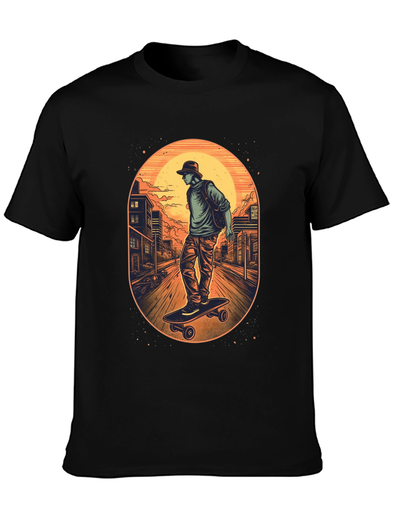 Skateboarder Graphic Black T-Shirt