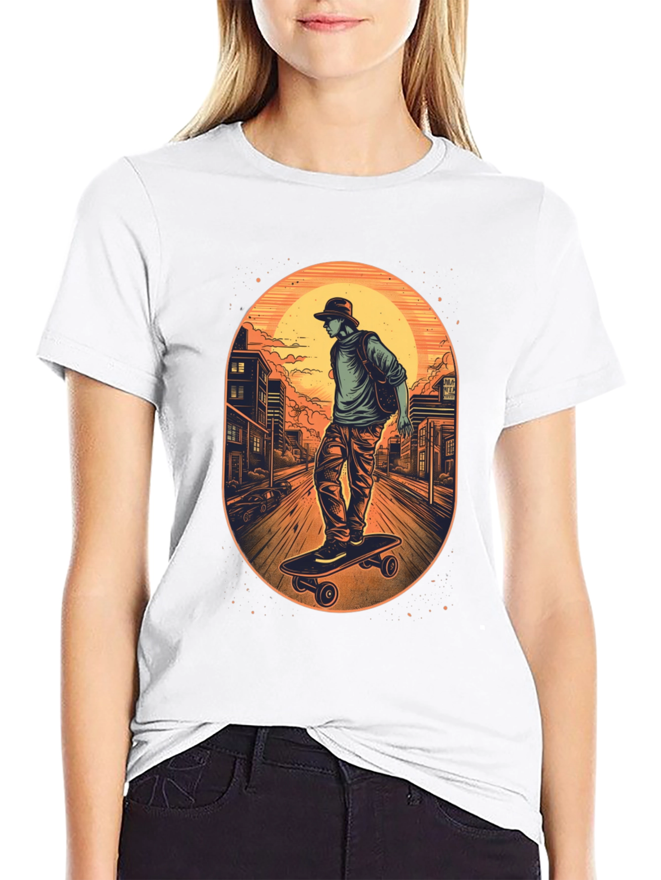 Skateboarder Graphic Black T-Shirt