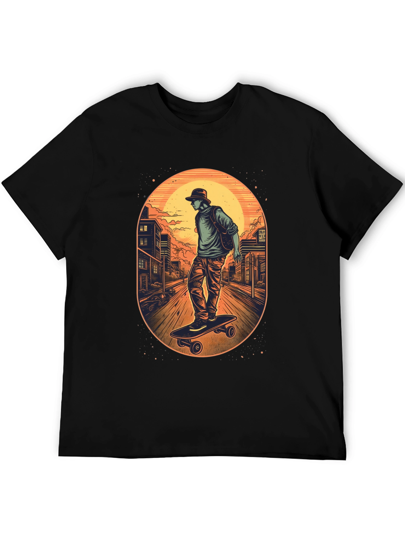 Skateboarder Graphic Black T-Shirt