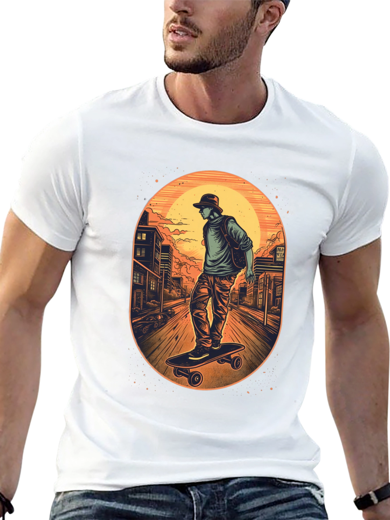 Skateboarder Graphic Black T-Shirt