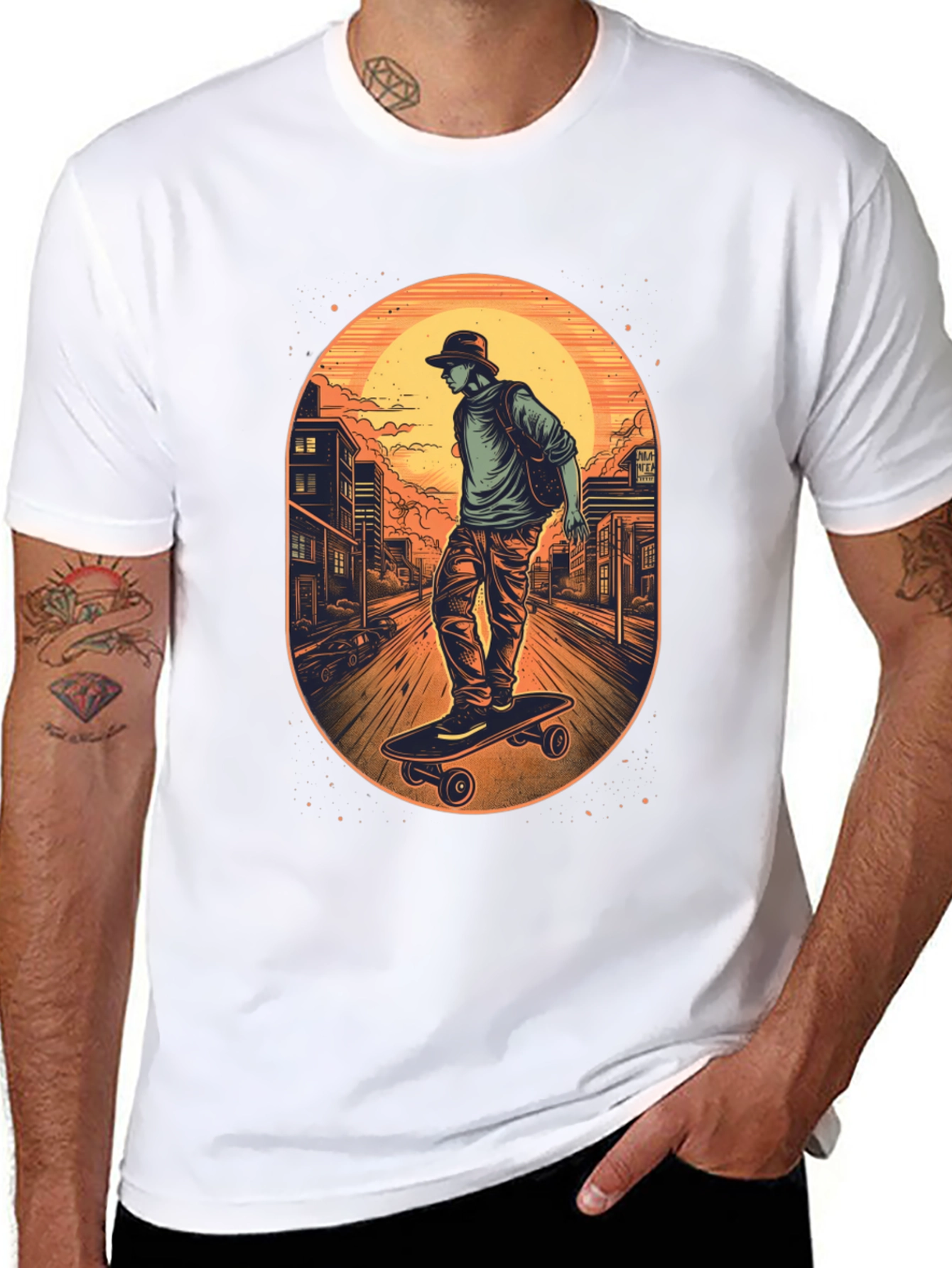 Skateboarder Graphic Black T-Shirt