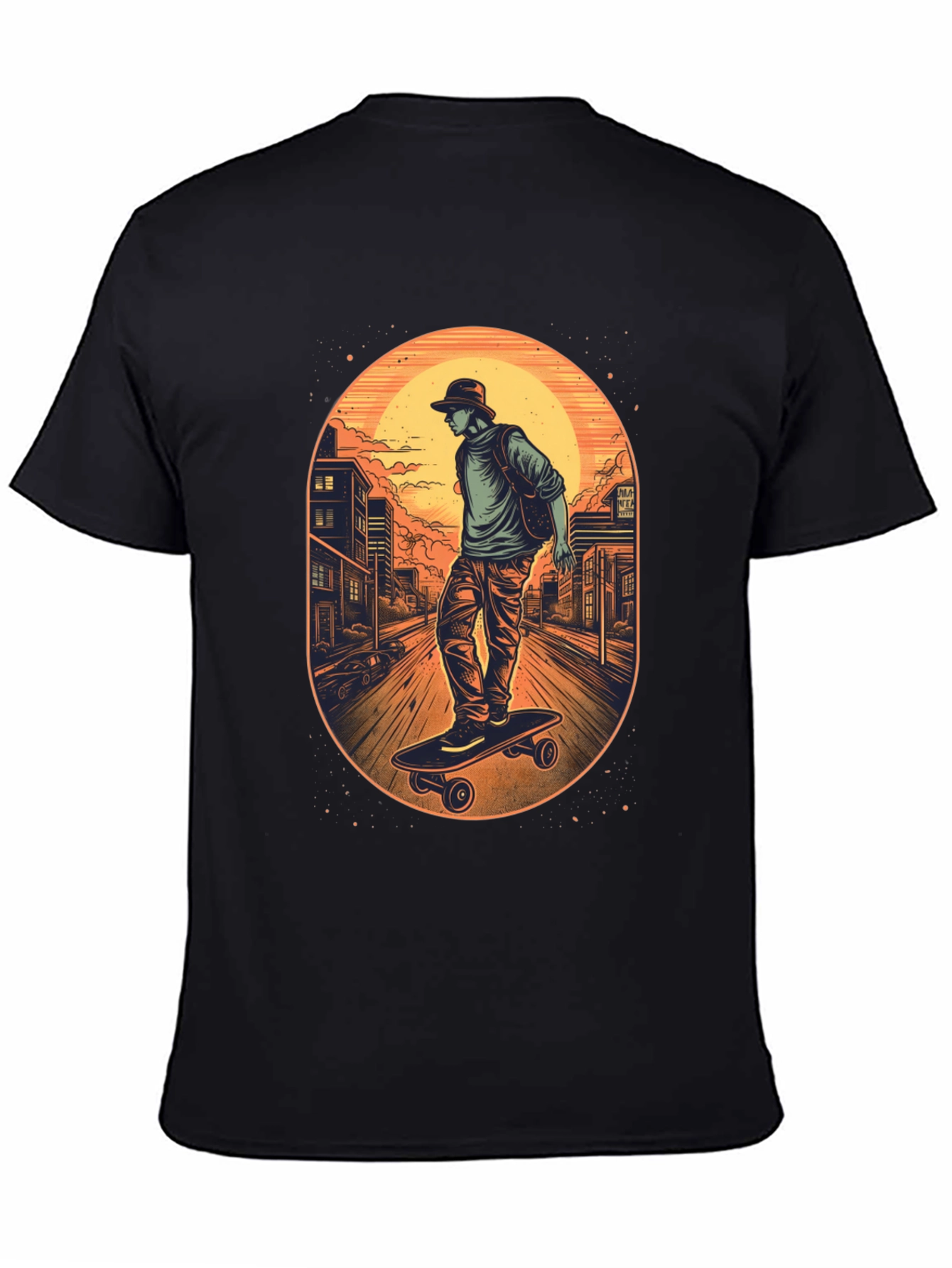 Skateboarder Graphic Black T-Shirt