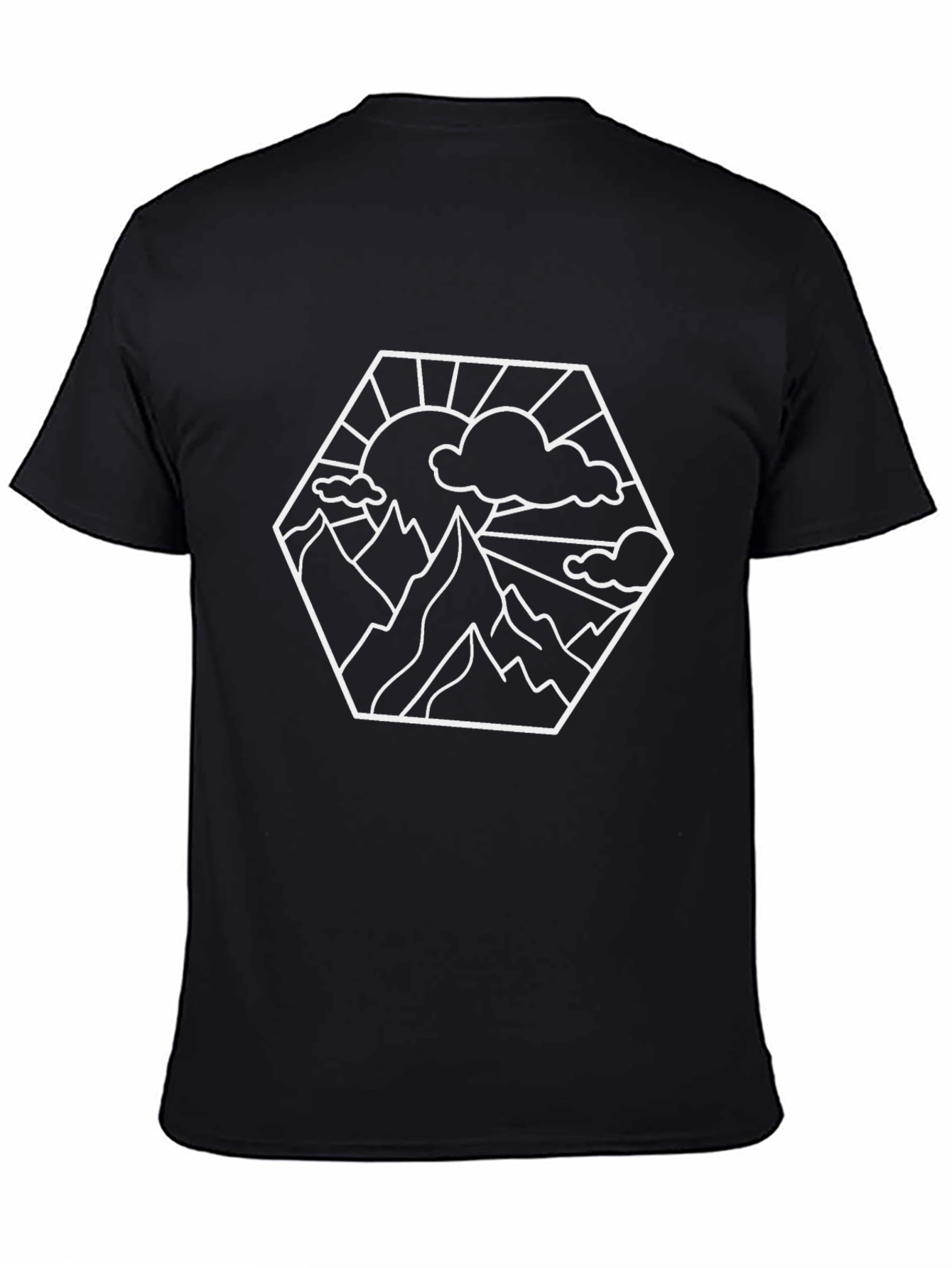 Mountainscape Hexagon Graphic Tee - Black