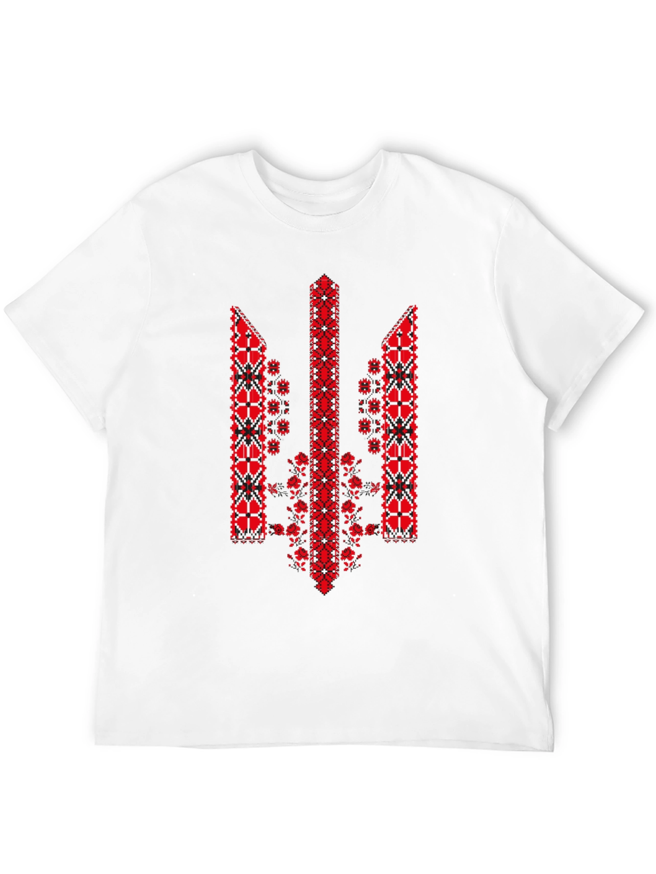 Ukrainian Trident Embroidered Black T-Shirt