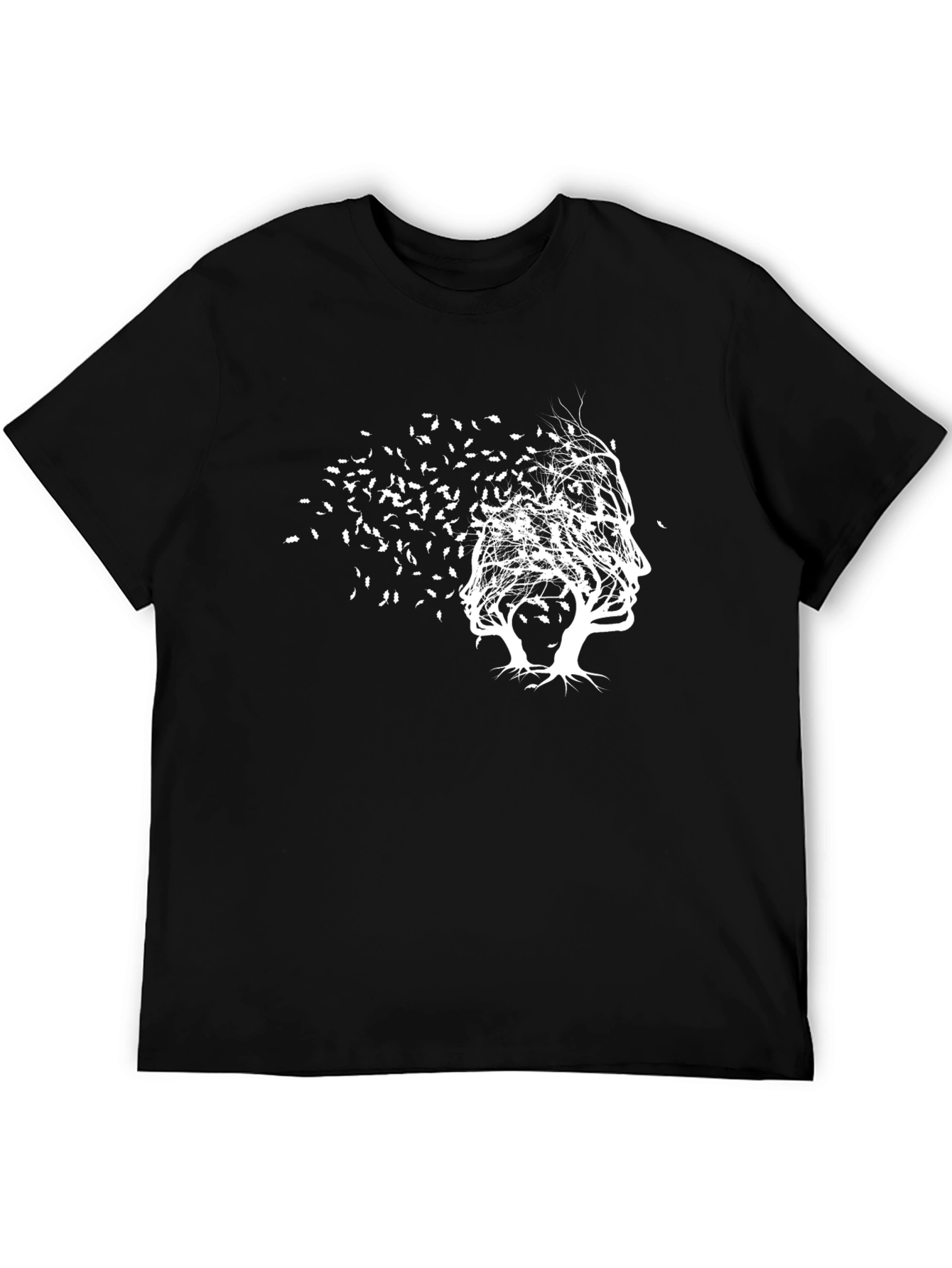 Abstract Tree Face Graphic Tee - Black
