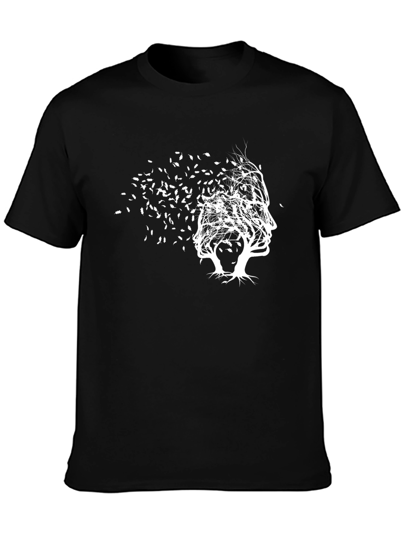 Abstract Tree Face Graphic Tee - Black