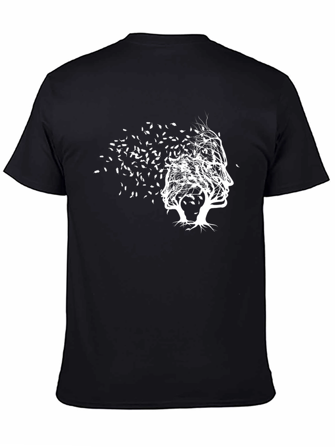 Abstract Tree Face Graphic Tee - Black