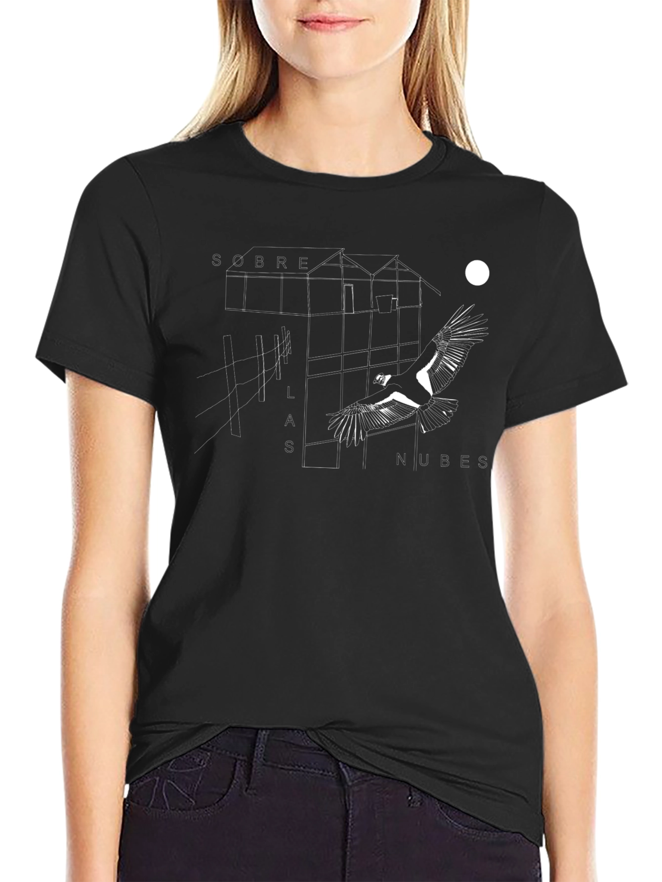 Sobre Las Nubes Black Graphic Tee