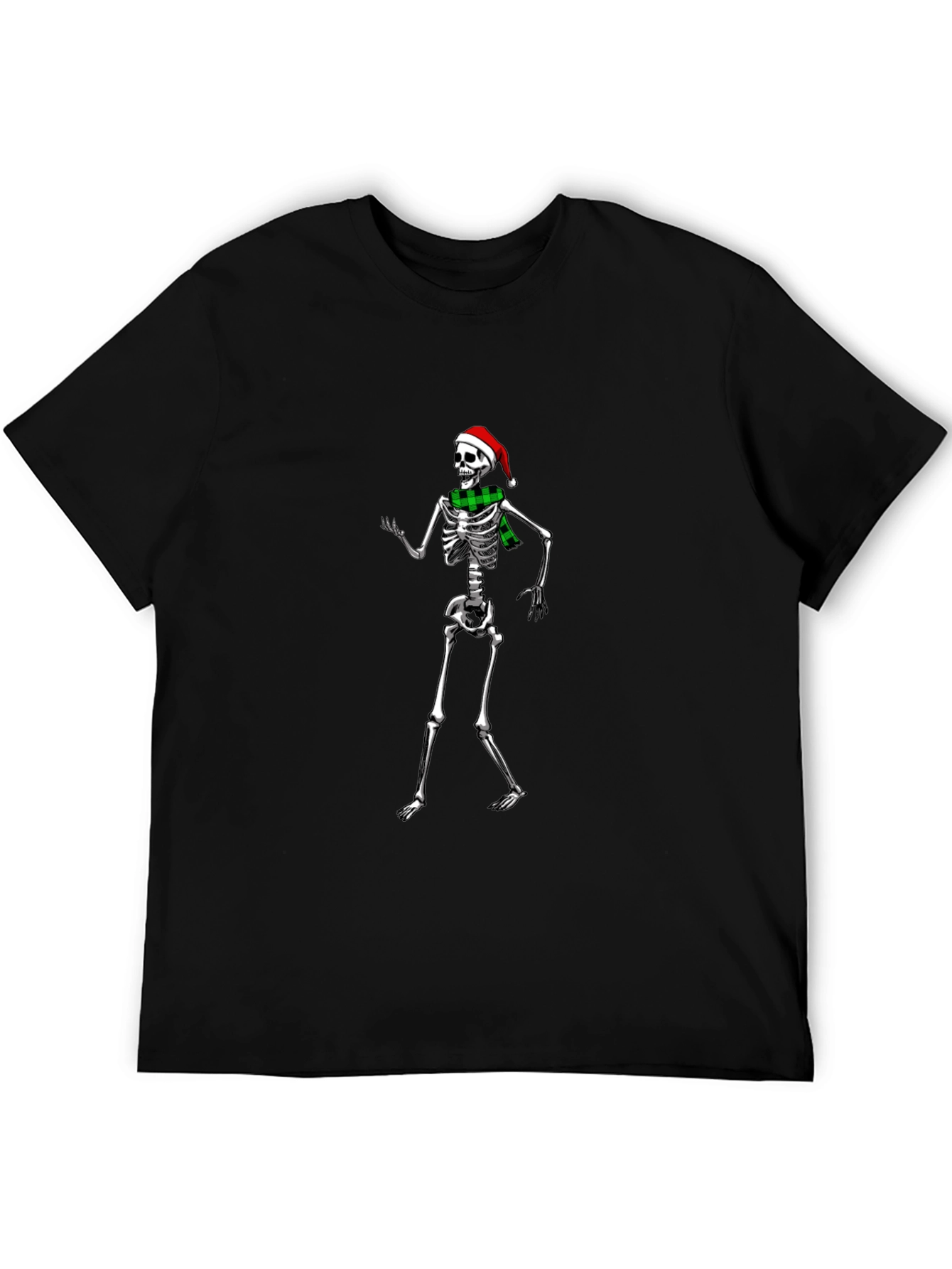 Festive Skeleton T-Shirt: Santa Hat & Scarf