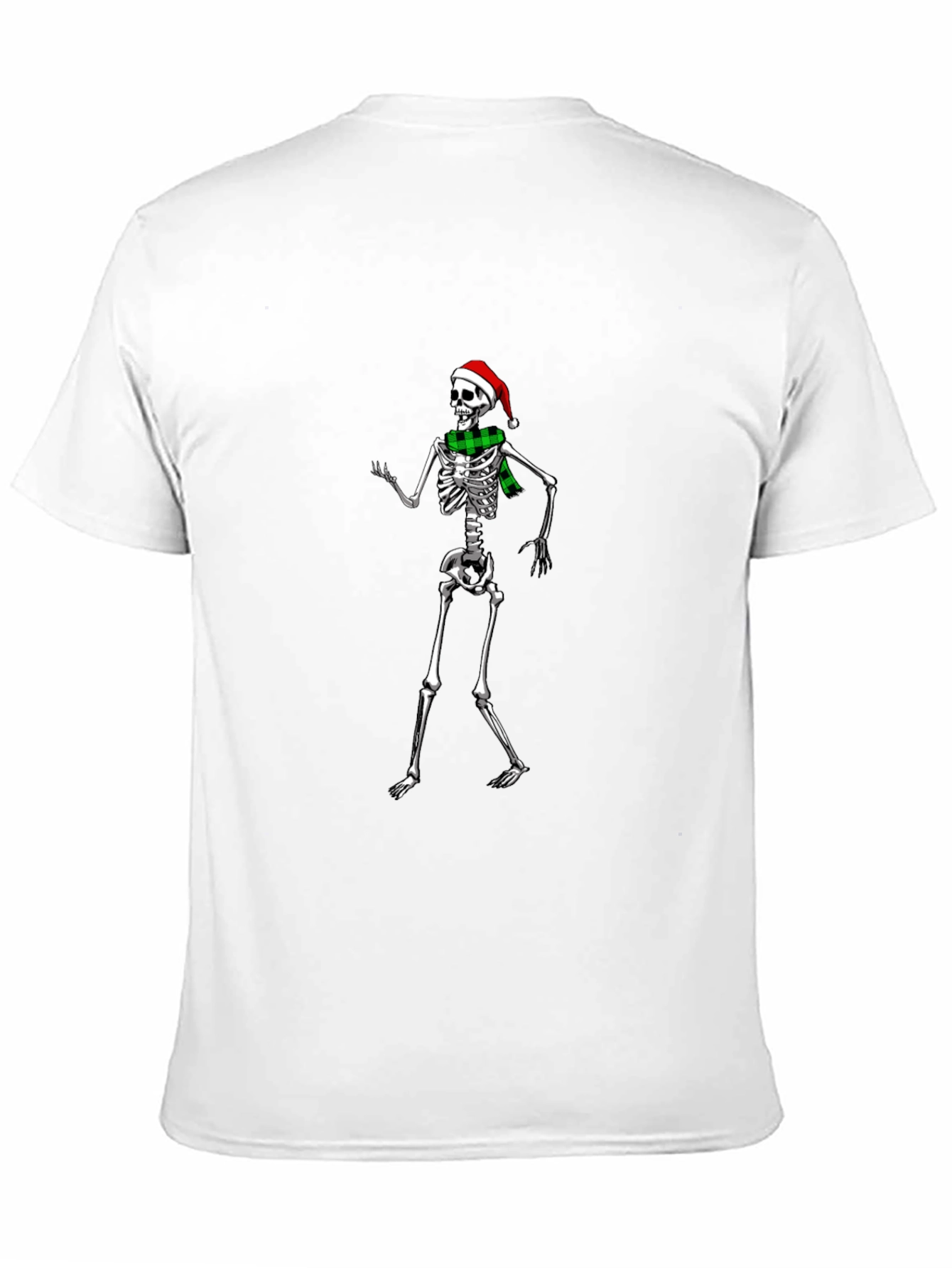 Festive Skeleton T-Shirt: Santa Hat & Scarf