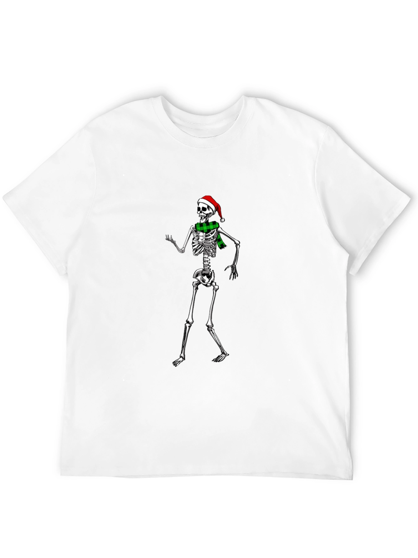 Festive Skeleton T-Shirt: Santa Hat & Scarf