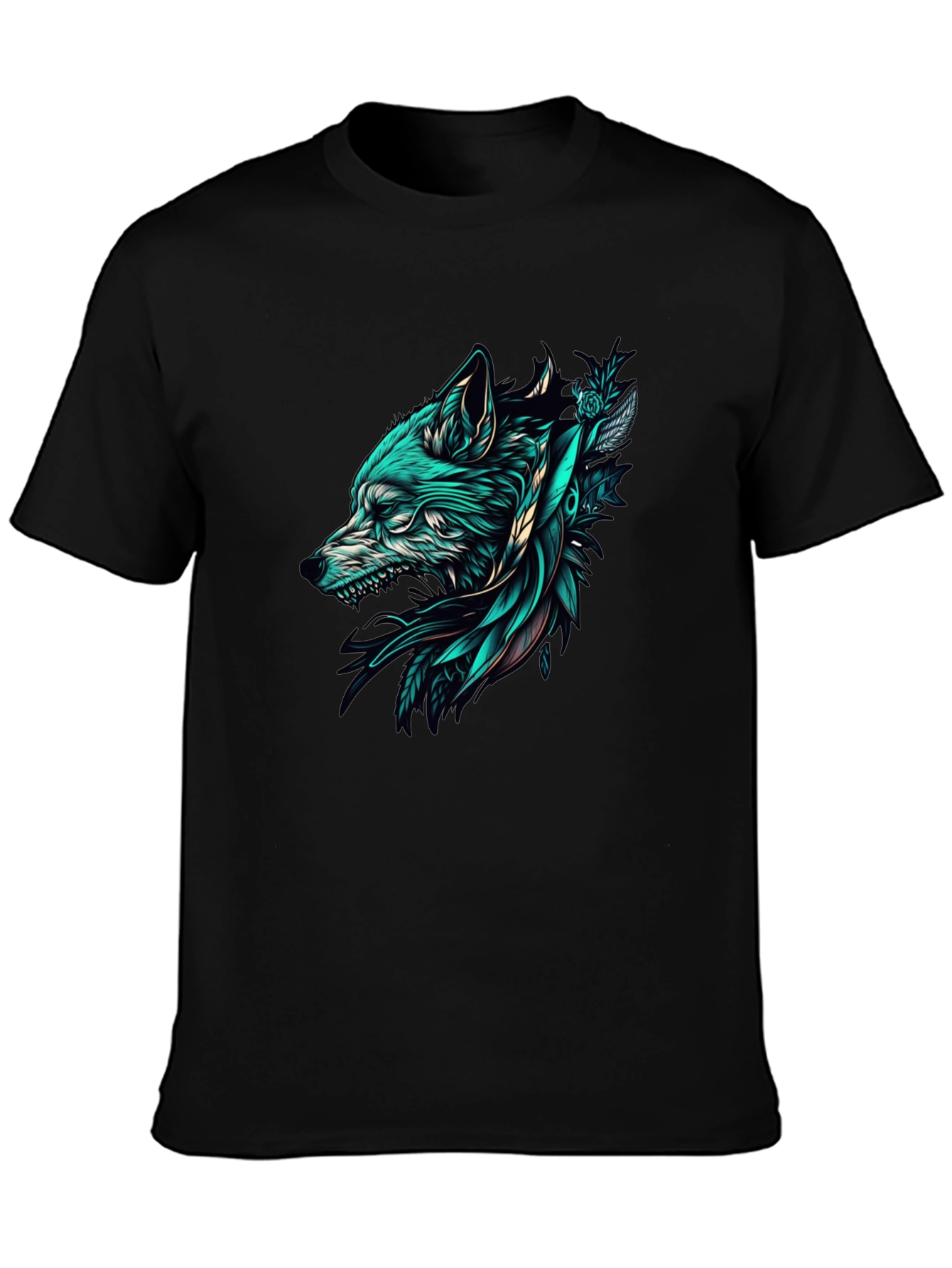 Wolf Graphic Tee - Black Cotton T-Shirt