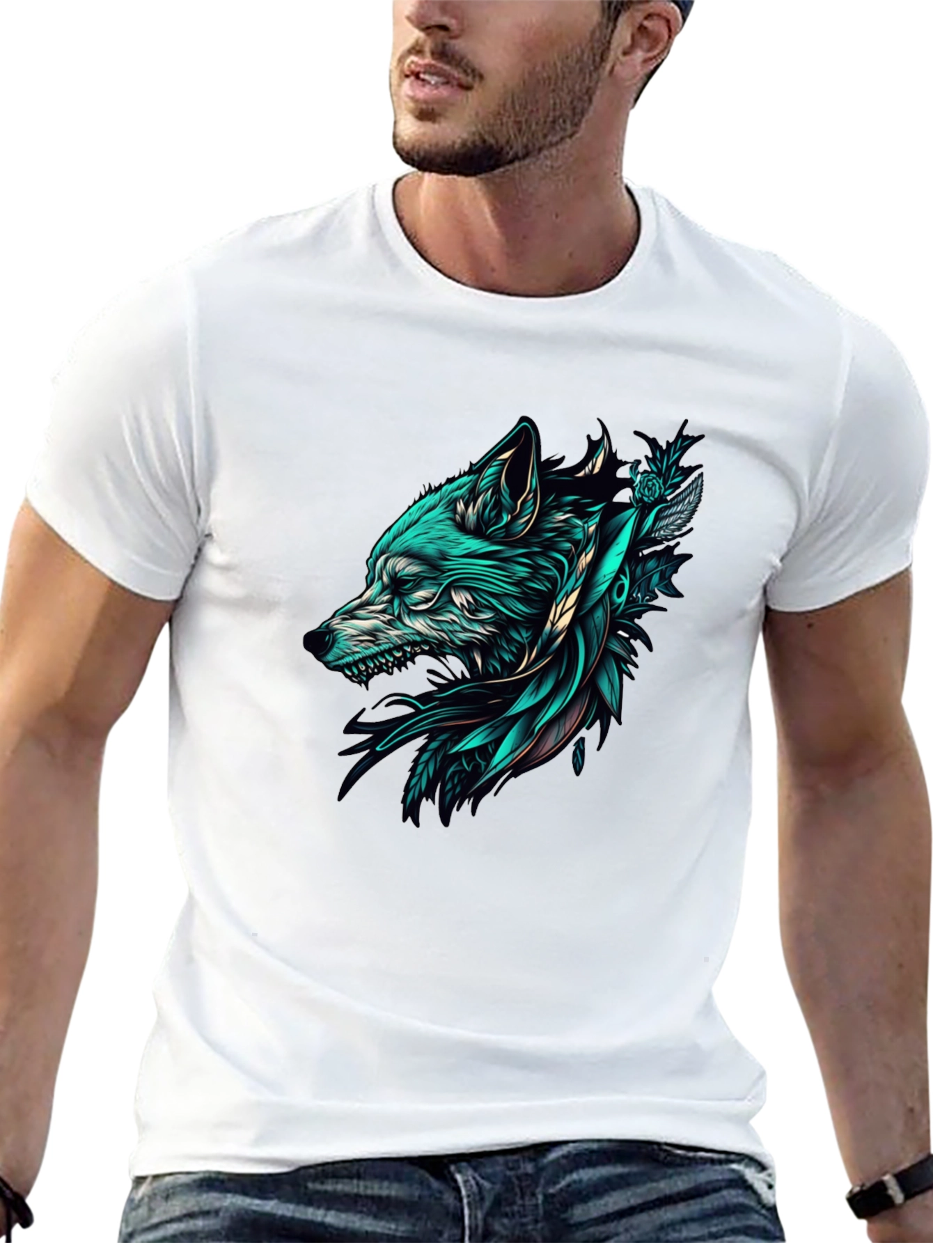 Wolf Graphic Tee - Black Cotton T-Shirt