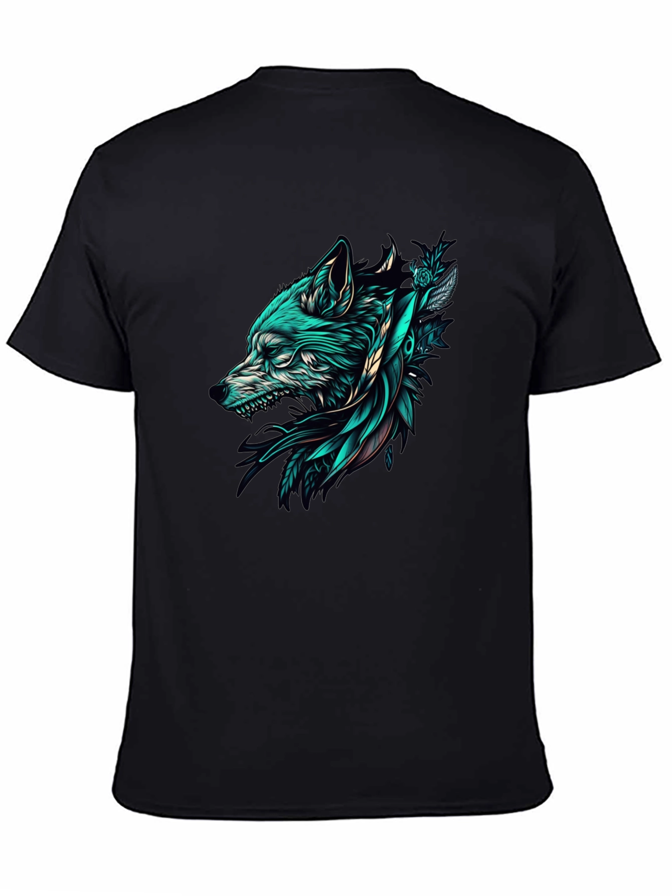 Wolf Graphic Tee - Black Cotton T-Shirt