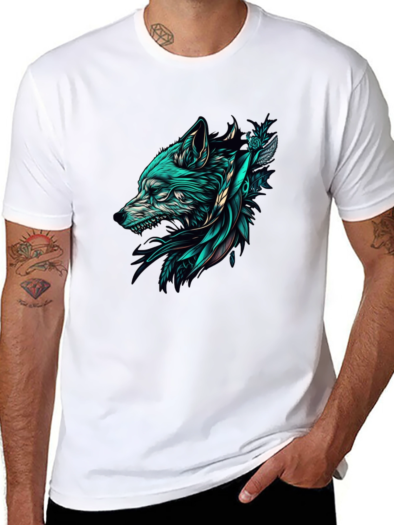 Wolf Graphic Tee - Black Cotton T-Shirt