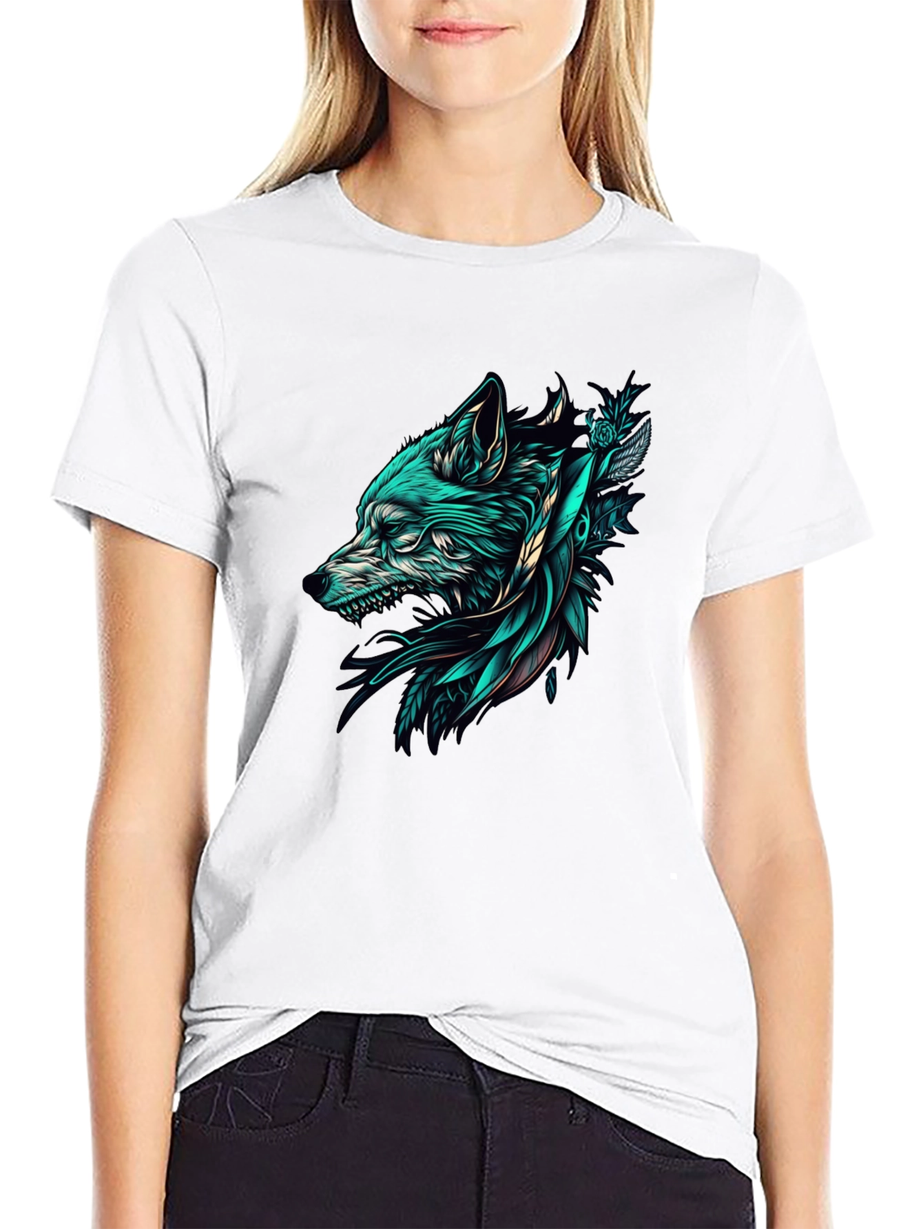 Wolf Graphic Tee - Black Cotton T-Shirt