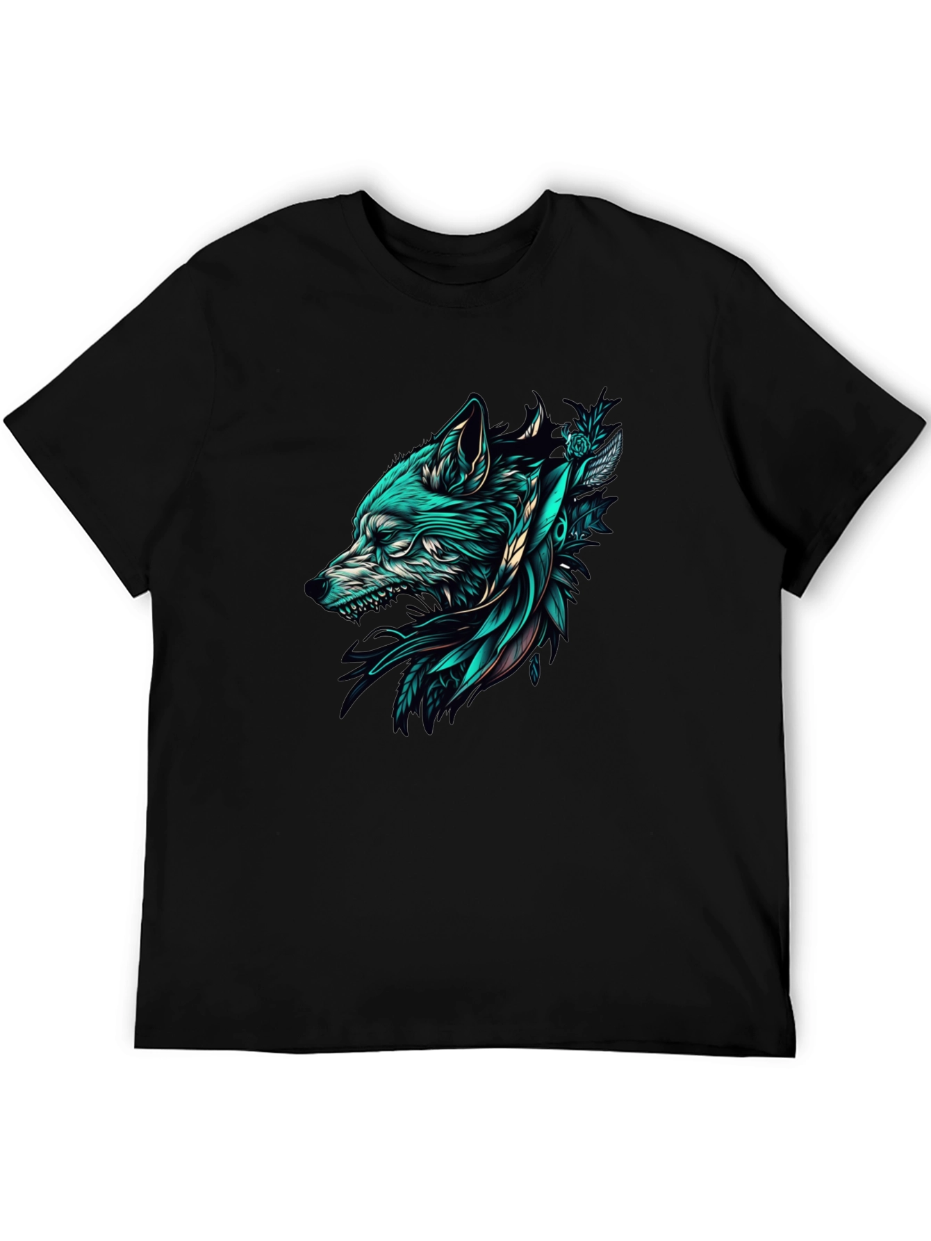 Wolf Graphic Tee - Black Cotton T-Shirt