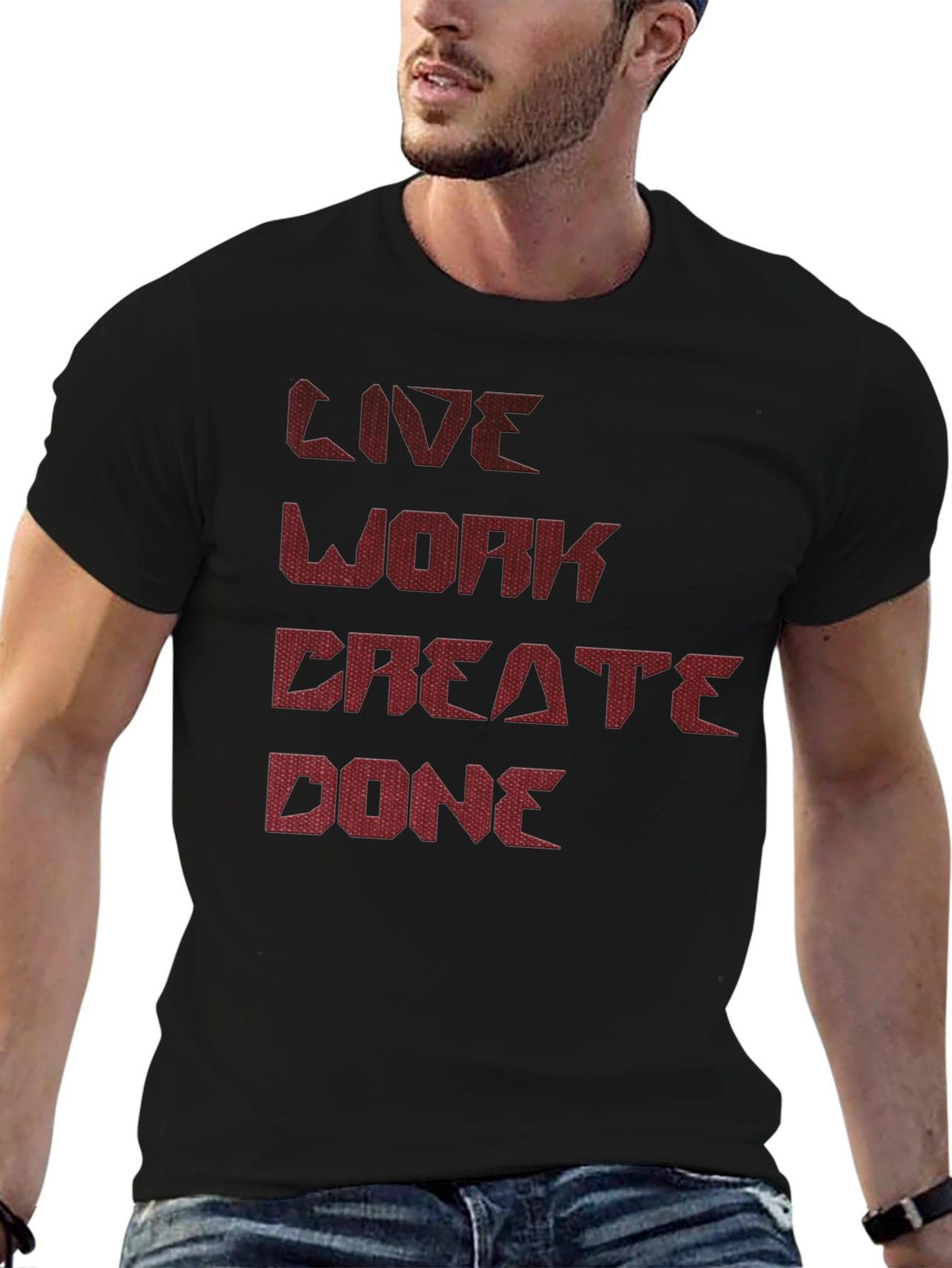 Live Work Create Done Graphic Tee - Black
