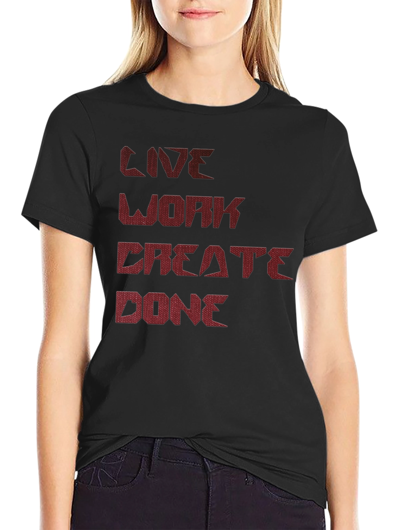 Live Work Create Done Graphic Tee - Black