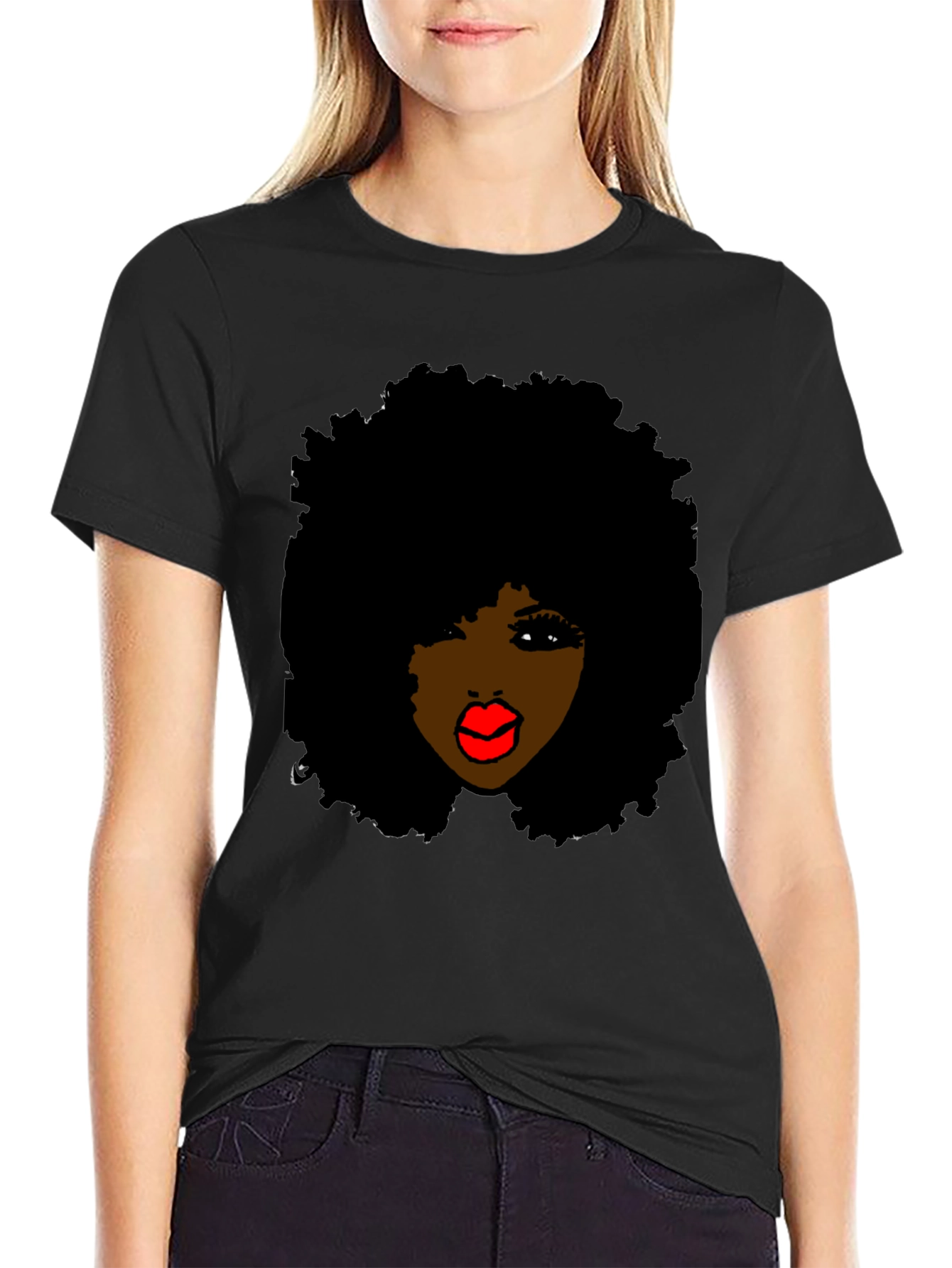 Afro Queen Graphic T-Shirt - Black Cotton Tee