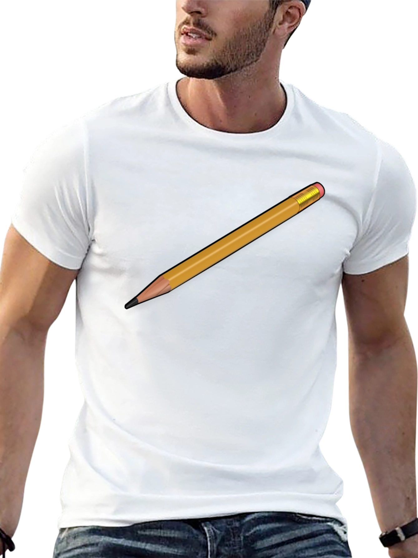 Pencil Graphic T-Shirt - Black Crew Neck