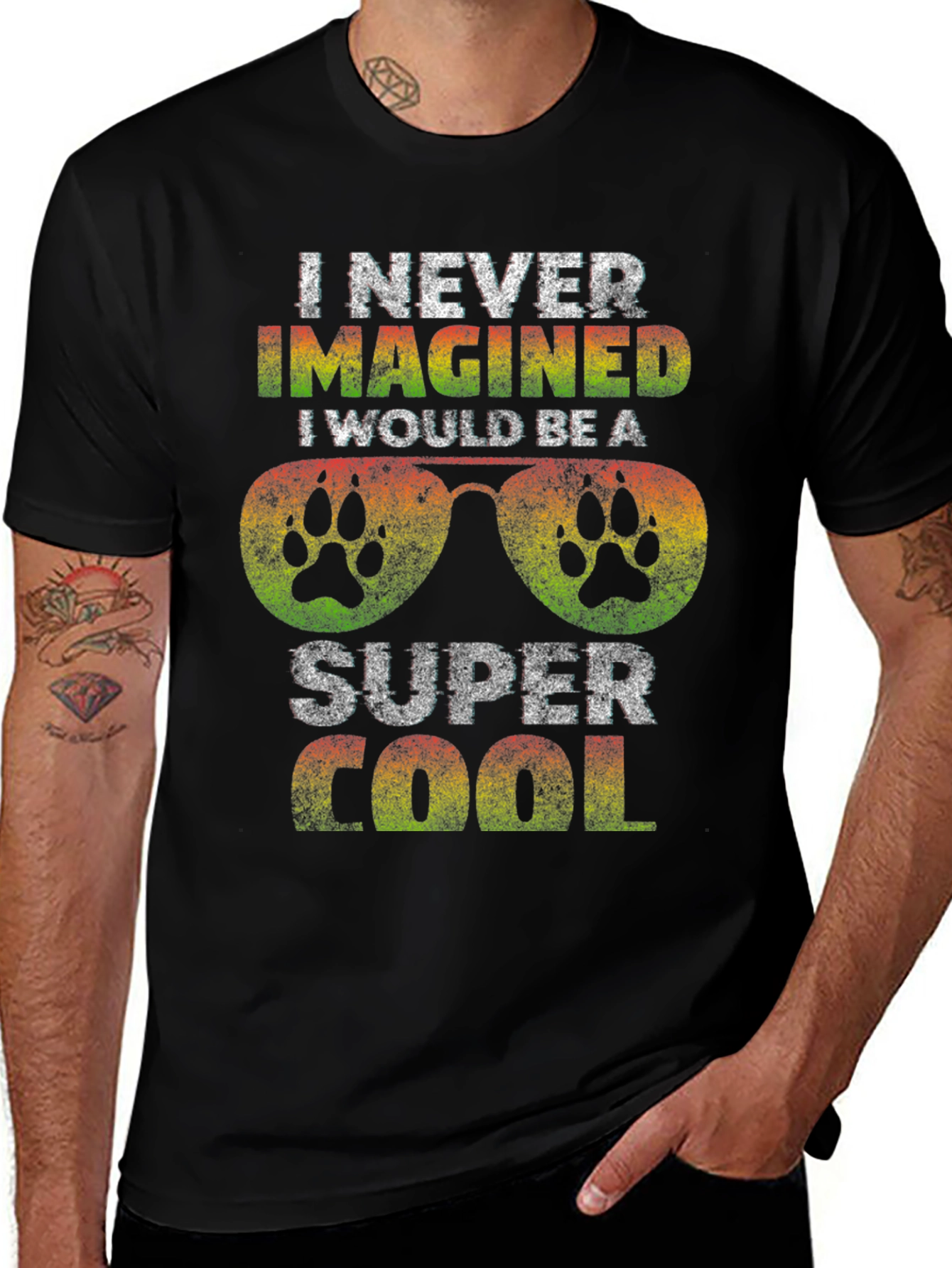 Super Cool Dog Paw Sunglasses Graphic Tee