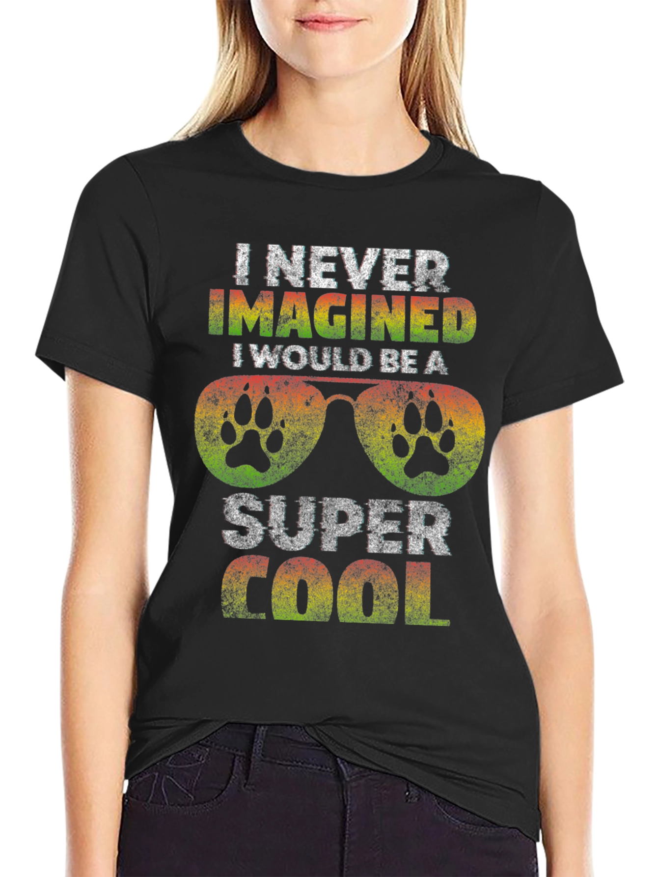 Super Cool Dog Paw Sunglasses Graphic Tee
