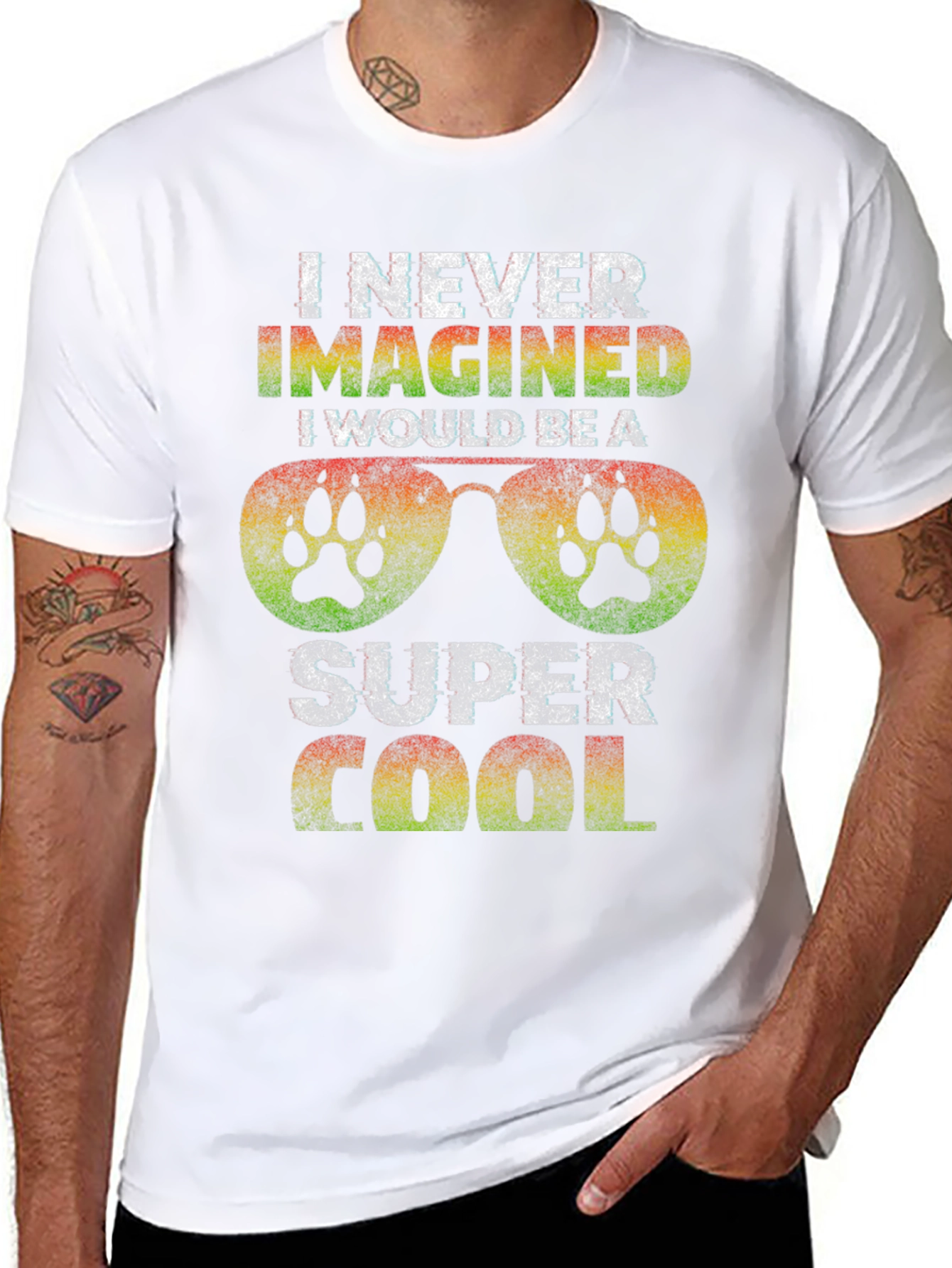 Super Cool Dog Paw Sunglasses Graphic Tee