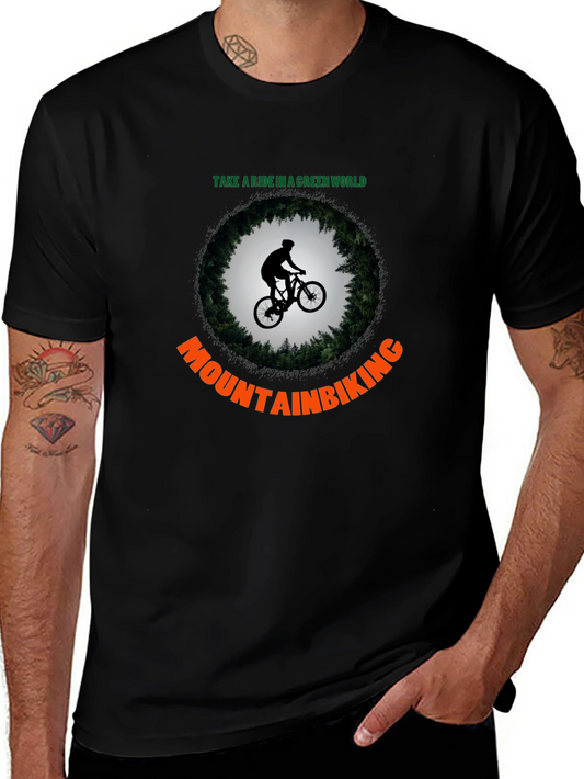 Mountain Biking T-Shirt - Ride in a Green World