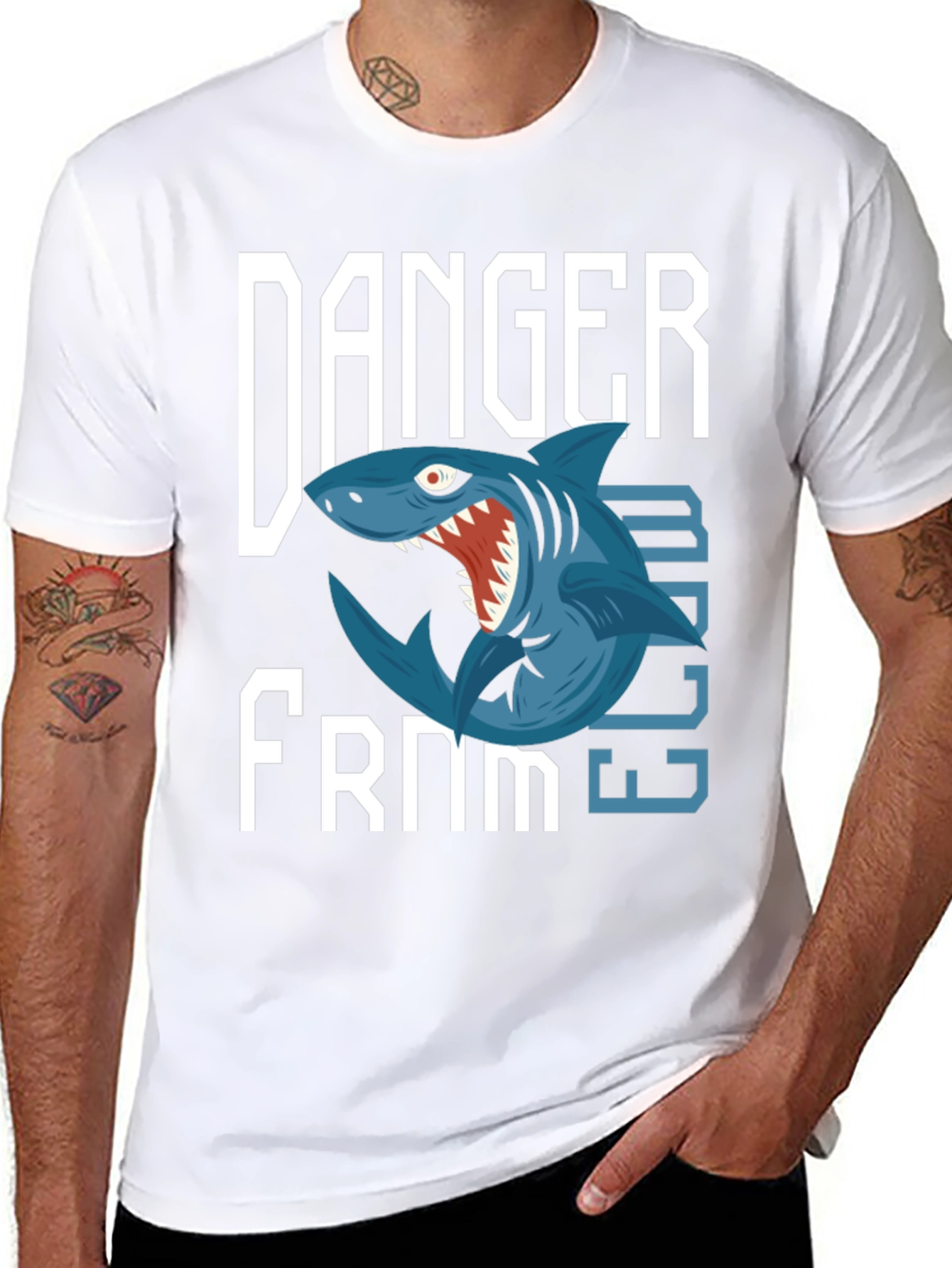 Danger From Below Shark Graphic T-Shirt