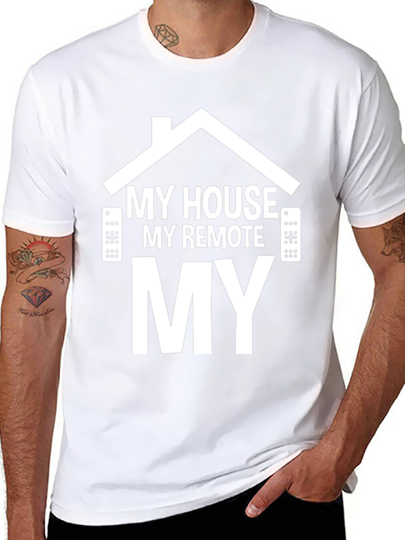 My House My Remote My Rules Black Graphic T-Shirt