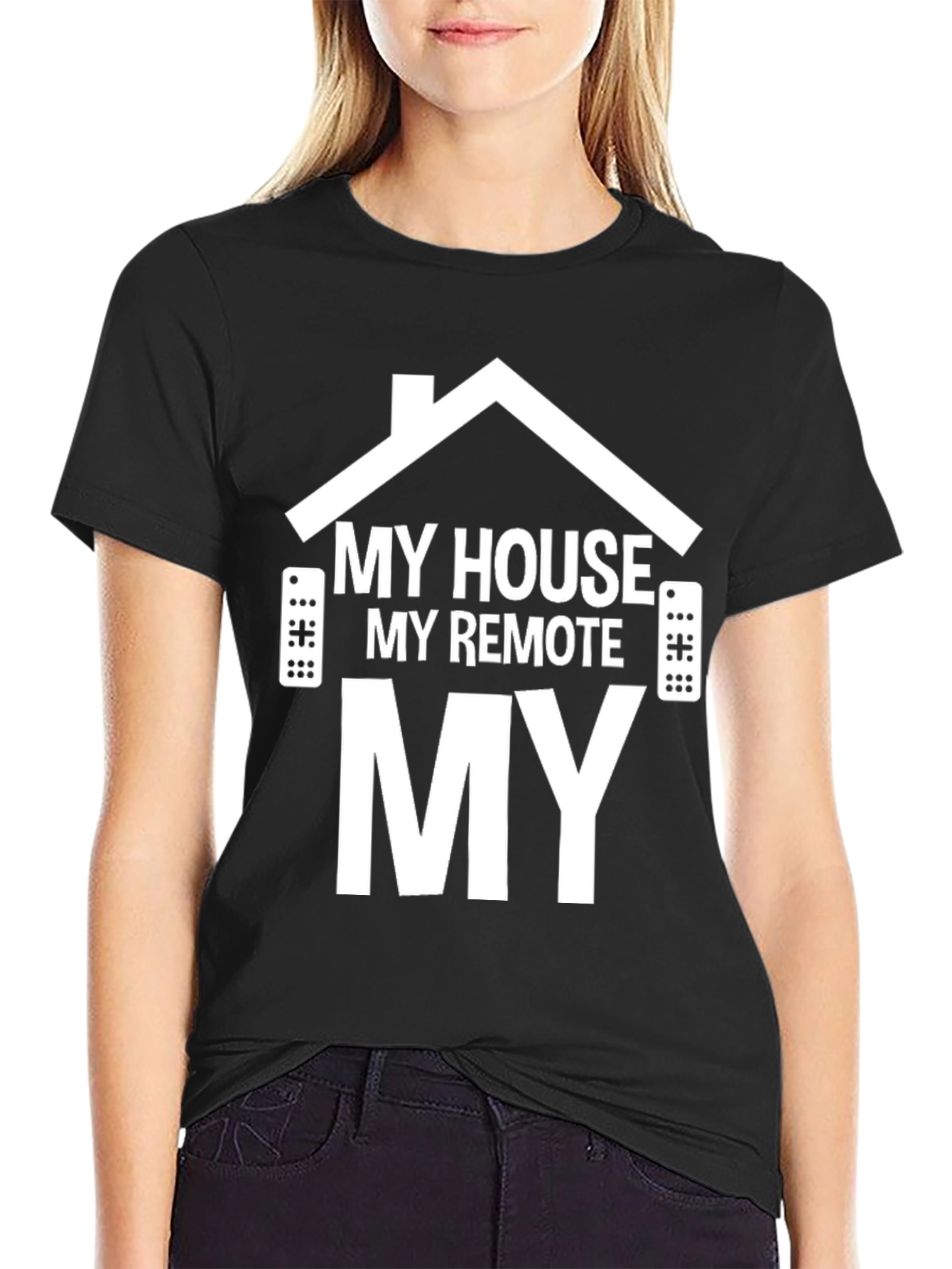 My House My Remote My Rules Black Graphic T-Shirt