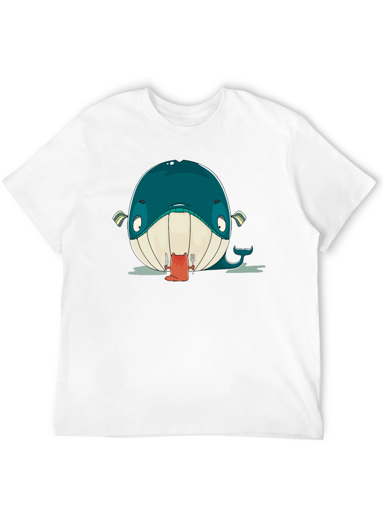 Cartoon Whale Graphic Black T-Shirt