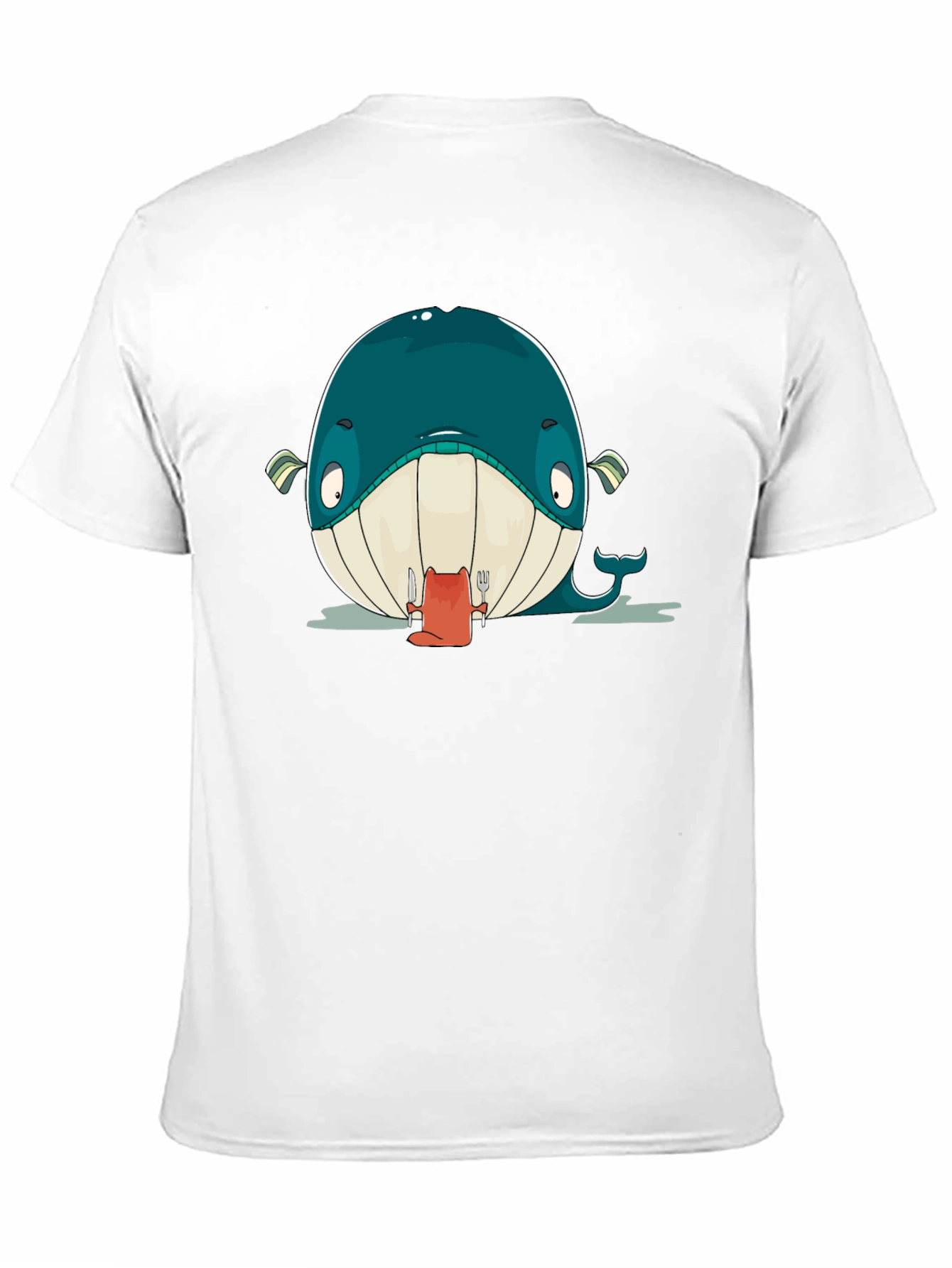 Cartoon Whale Graphic Black T-Shirt