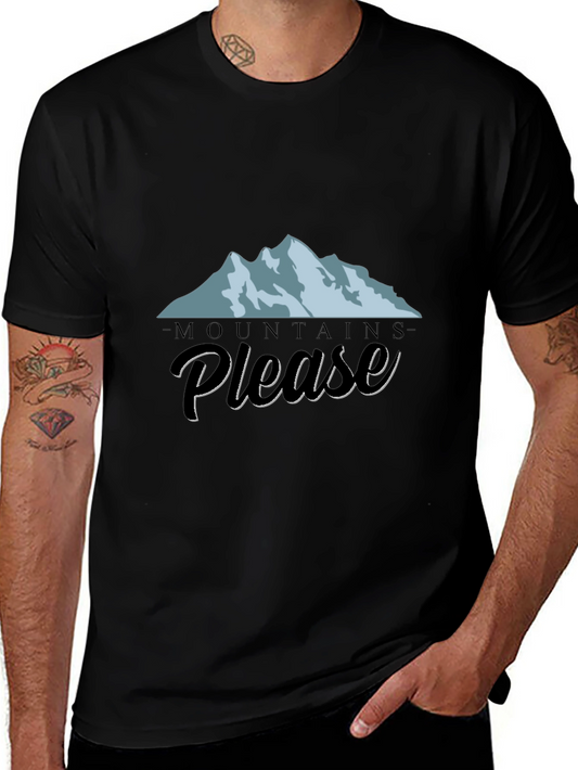 Mountains Please Graphic Tee - Black Cotton T-Shirt