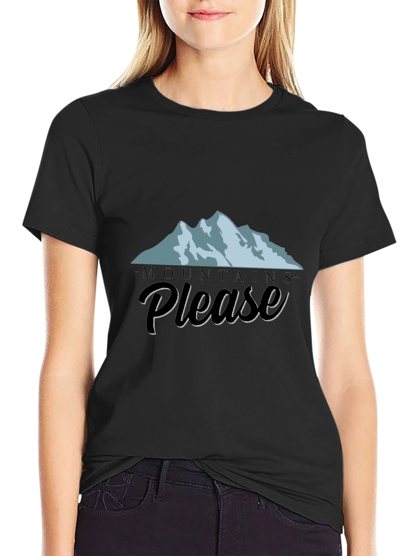 Mountains Please Graphic Tee - Black Cotton T-Shirt