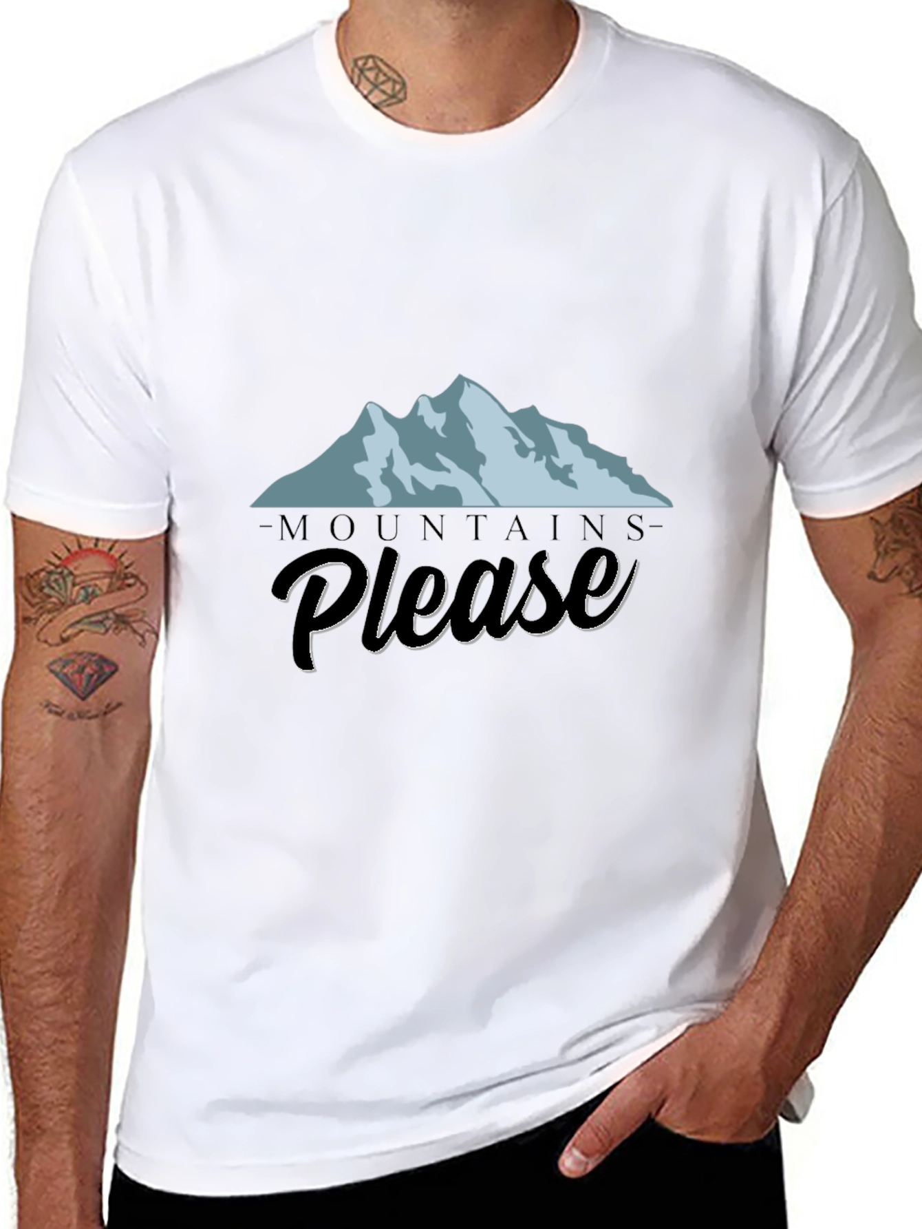Mountains Please Graphic Tee - Black Cotton T-Shirt
