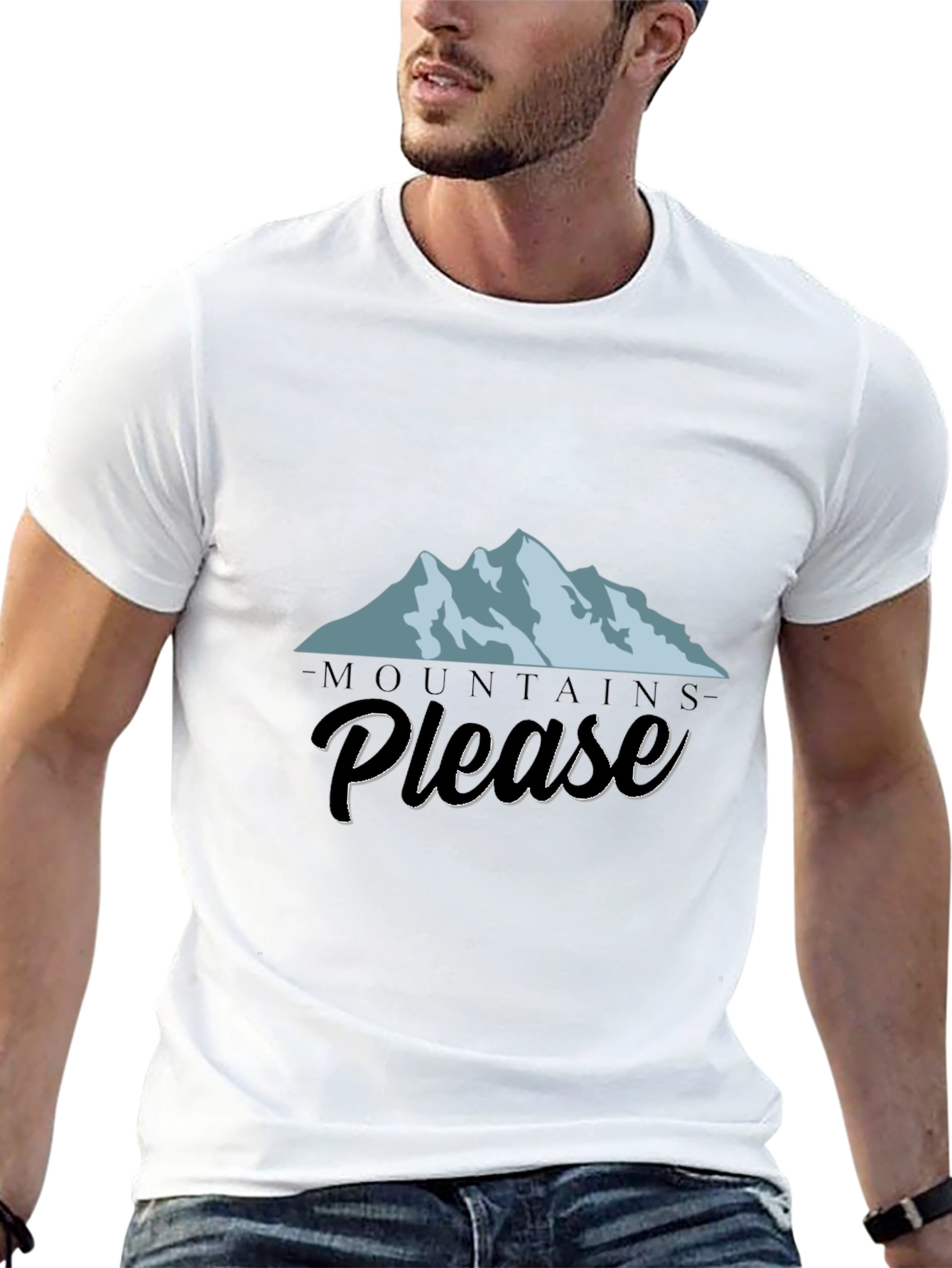 Mountains Please Graphic Tee - Black Cotton T-Shirt