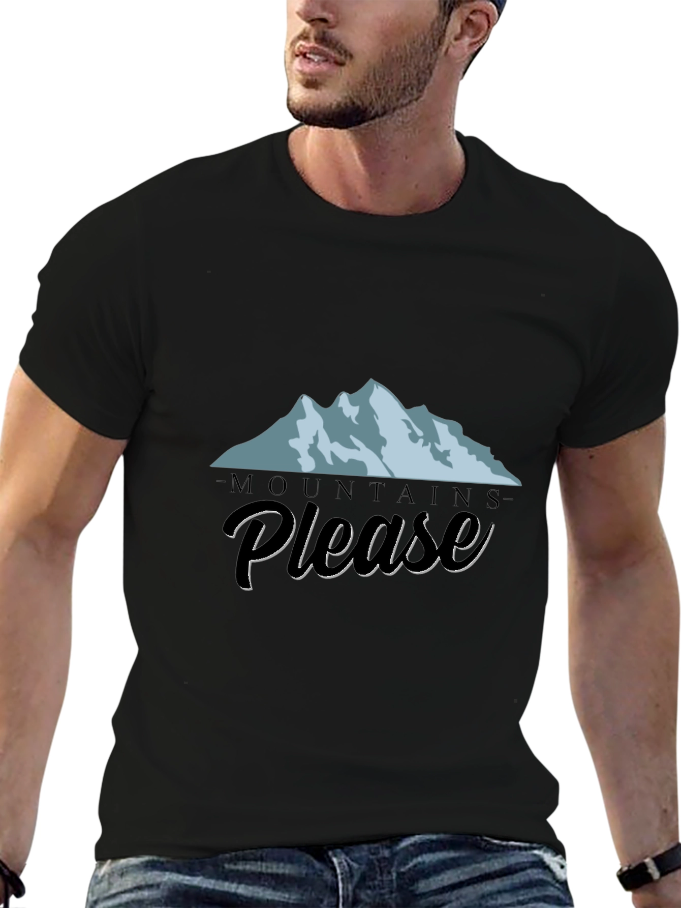 Mountains Please Graphic Tee - Black Cotton T-Shirt