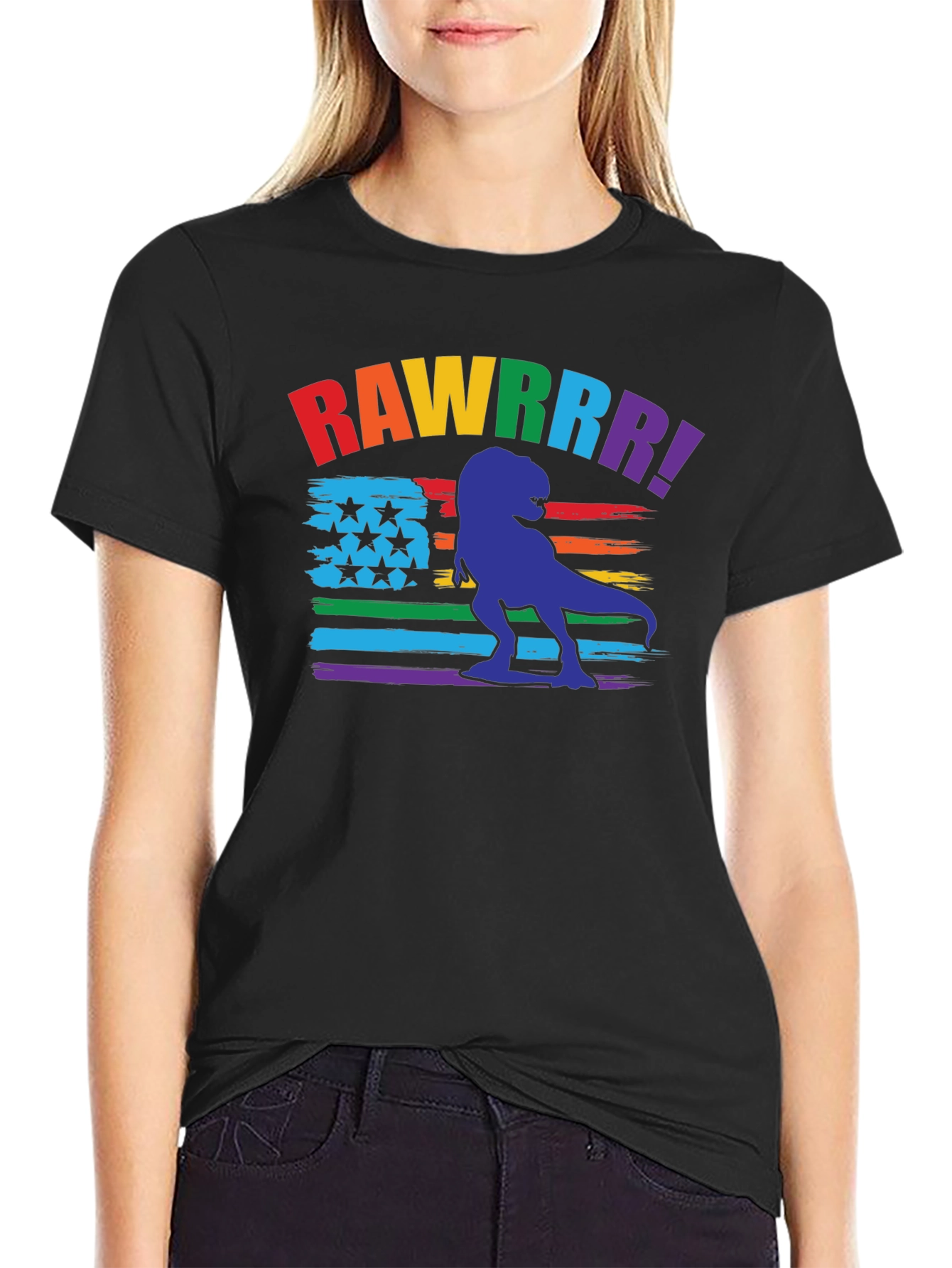 Rainbow Dinosaur Pride T-Shirt - RAWWWRR!