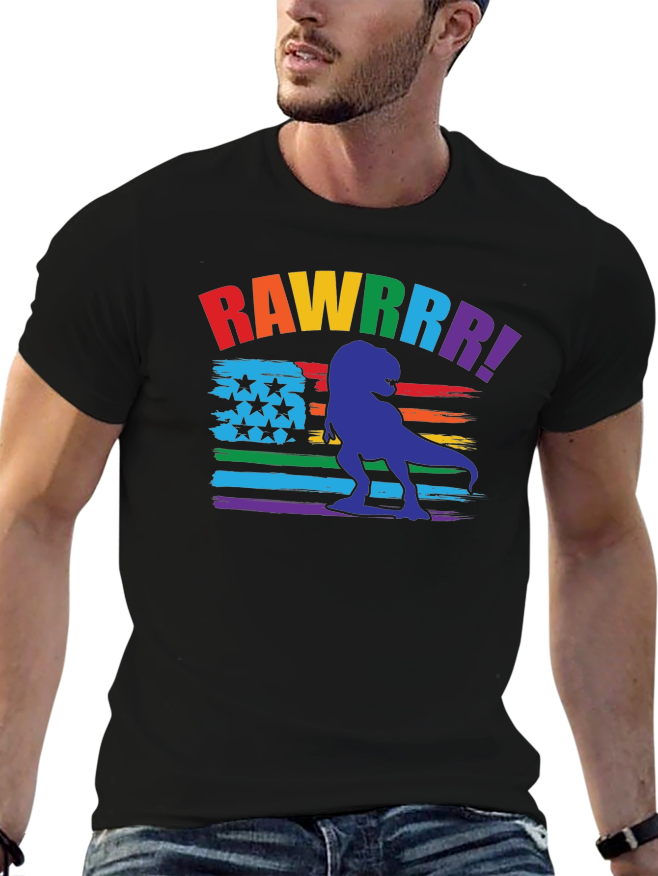 Rainbow Dinosaur Pride T-Shirt - RAWWWRR!