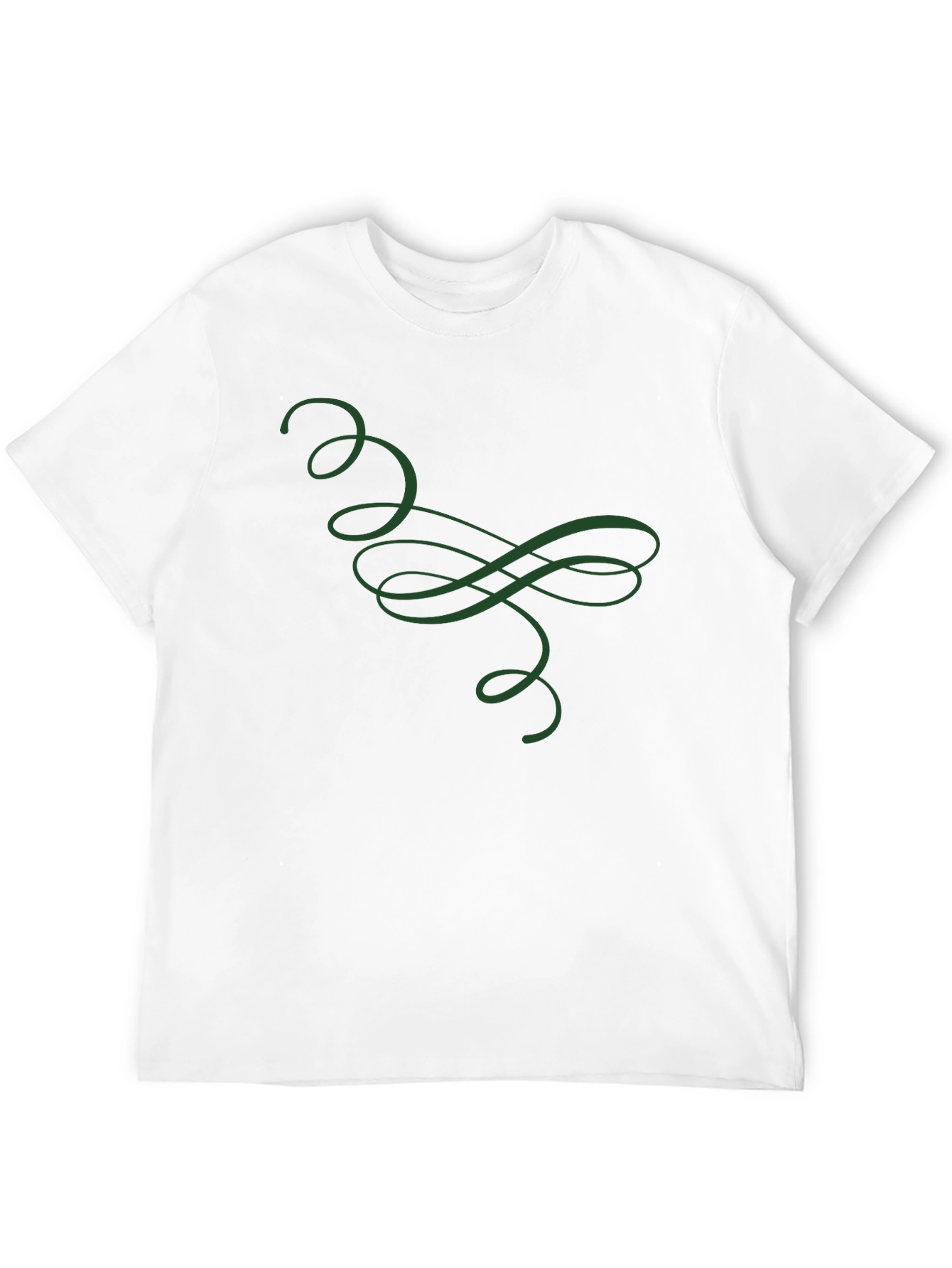 Elegant Green Swirl Graphic Black T-Shirt