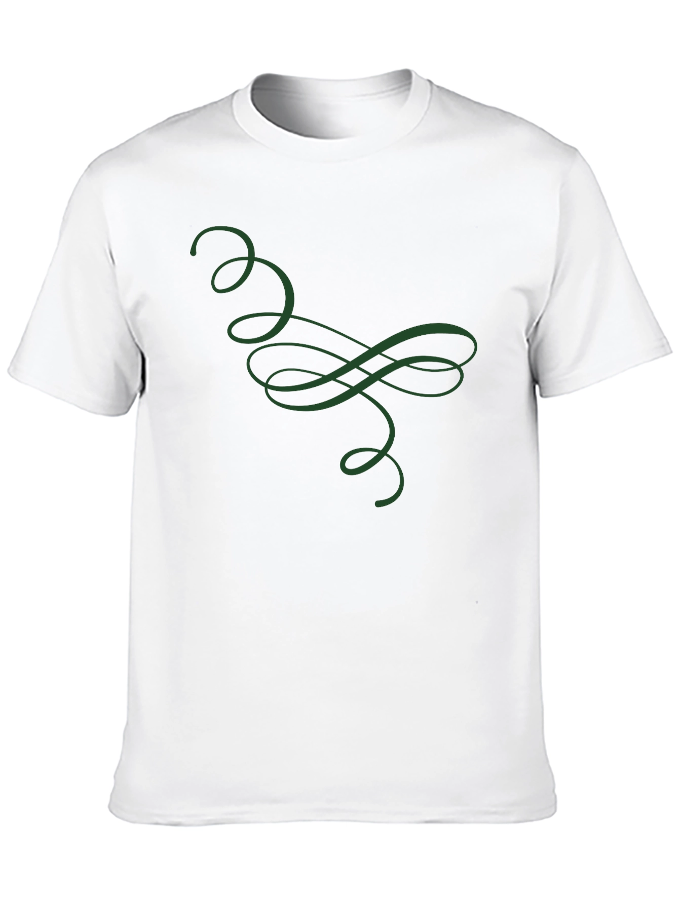 Elegant Green Swirl Graphic Black T-Shirt