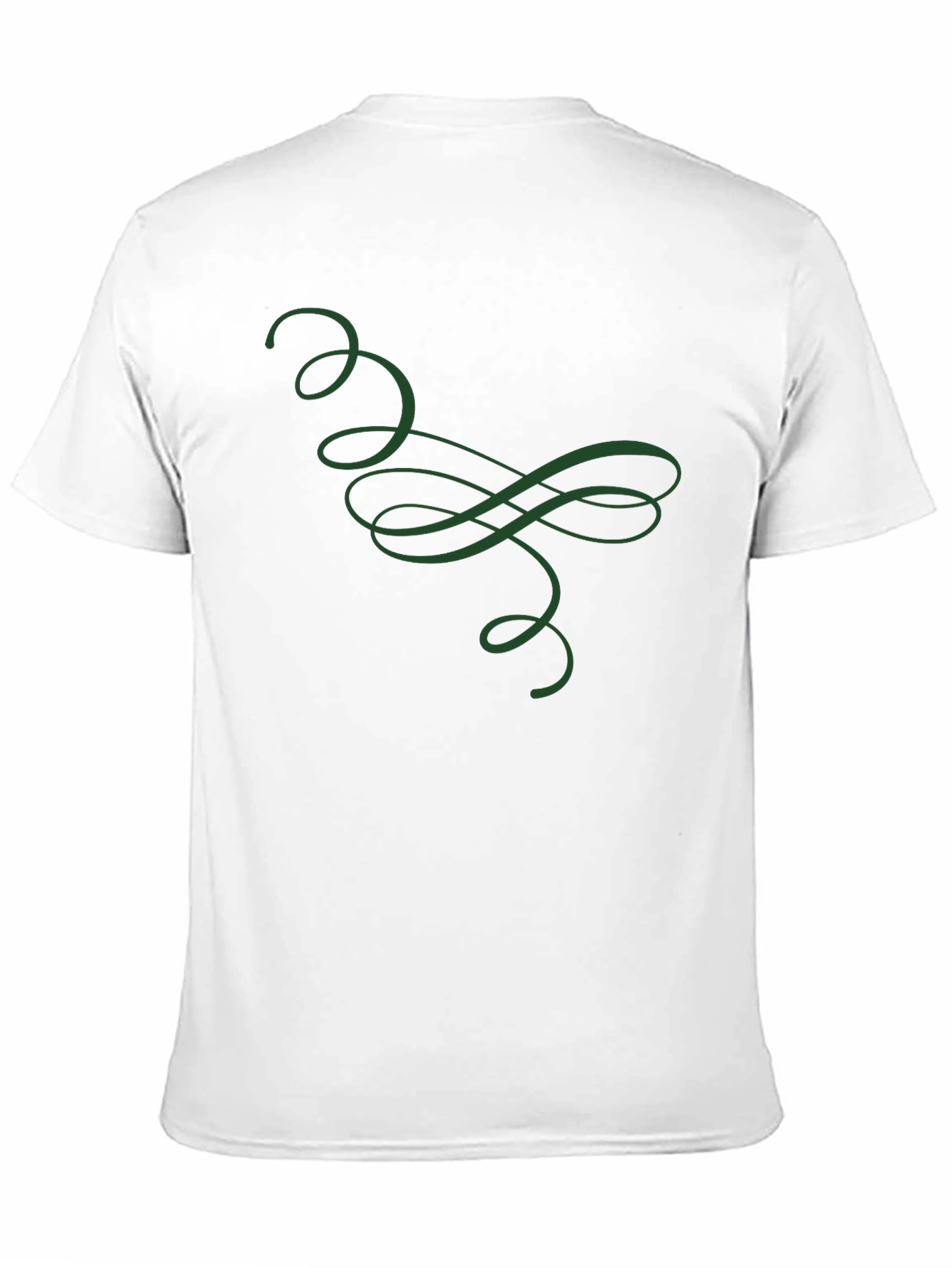 Elegant Green Swirl Graphic Black T-Shirt