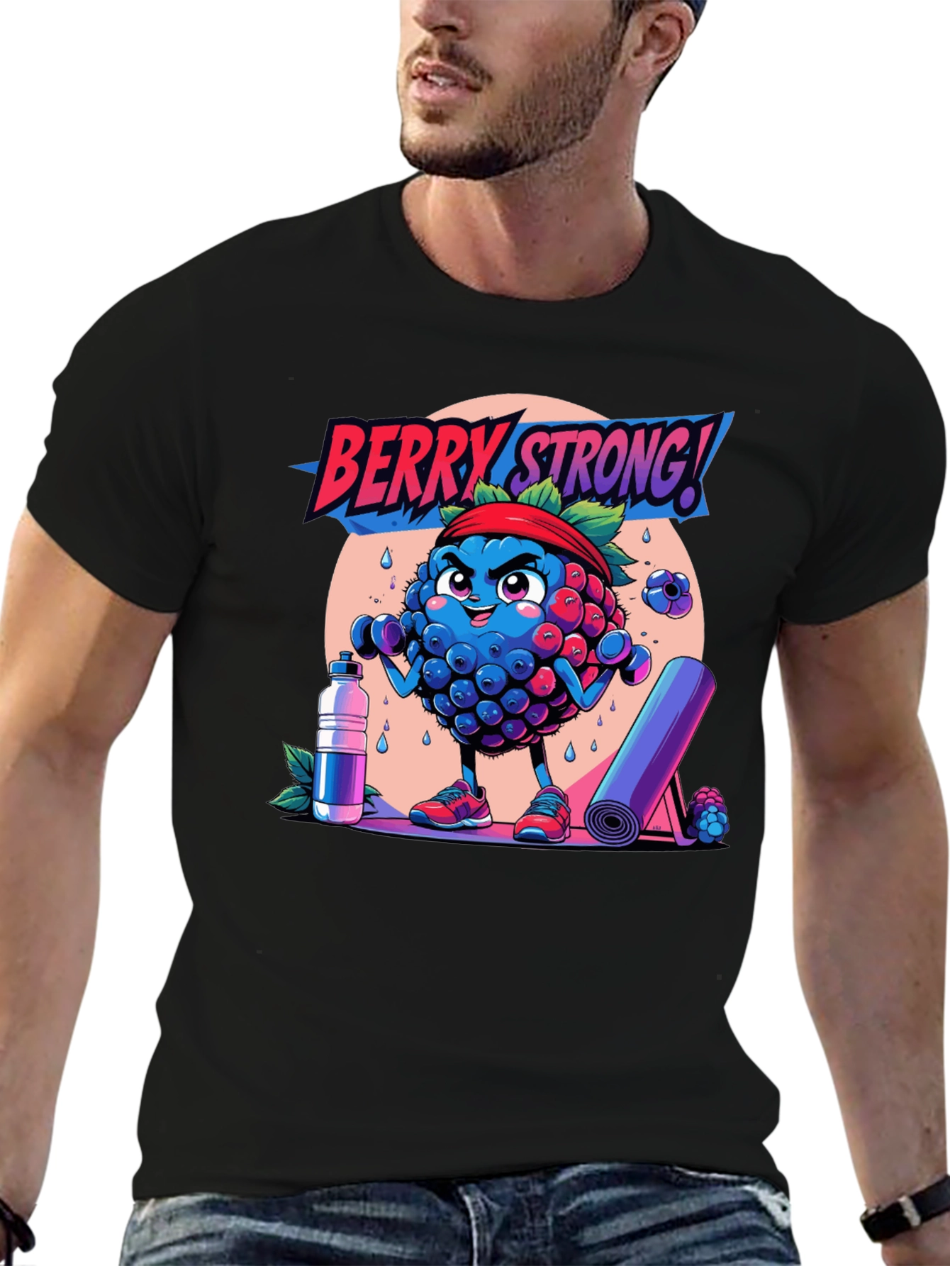 Berry Strong! Graphic Tee - Workout Motivation