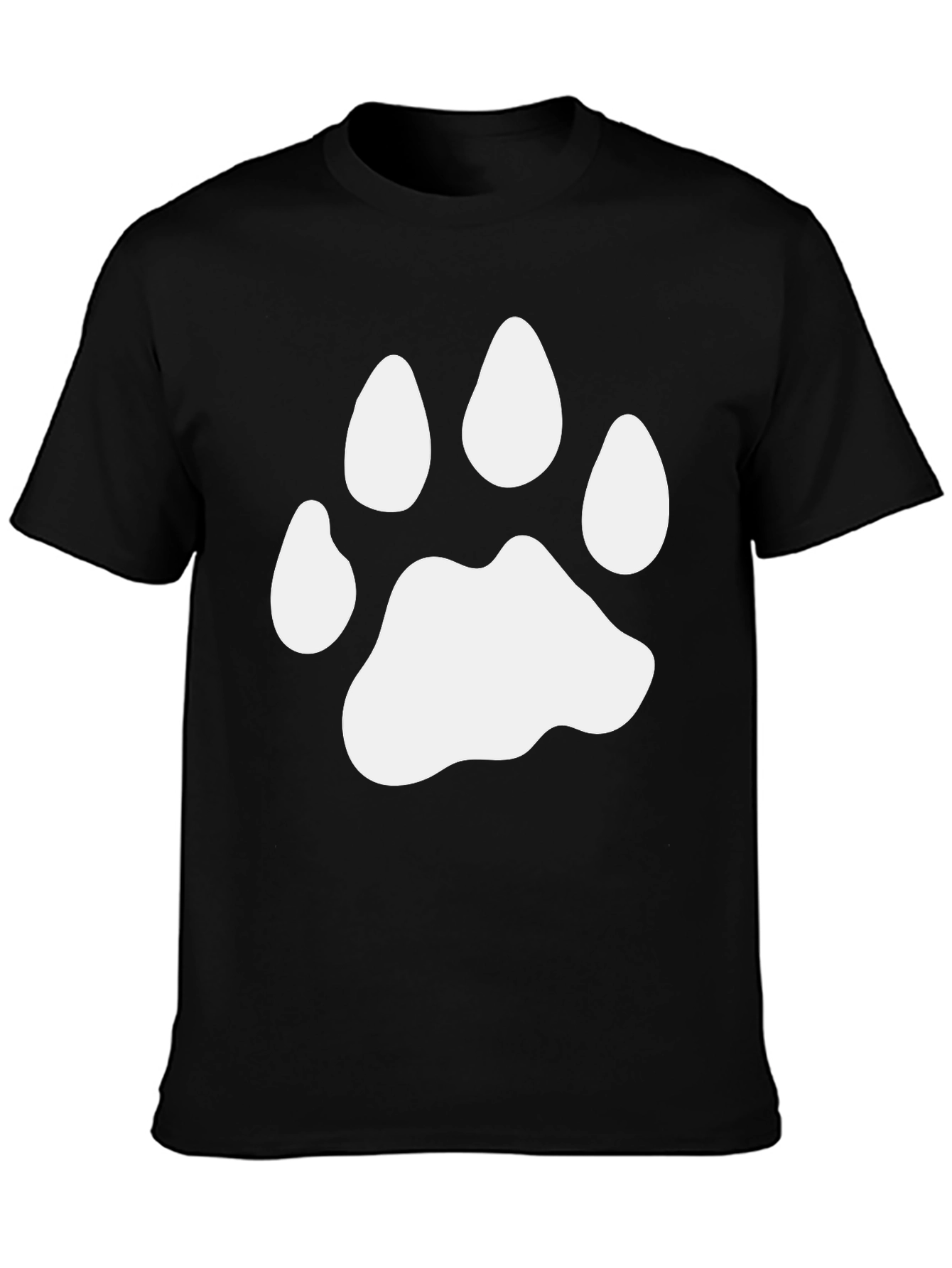 Paw Print Graphic Tee - Casual Black T-Shirt