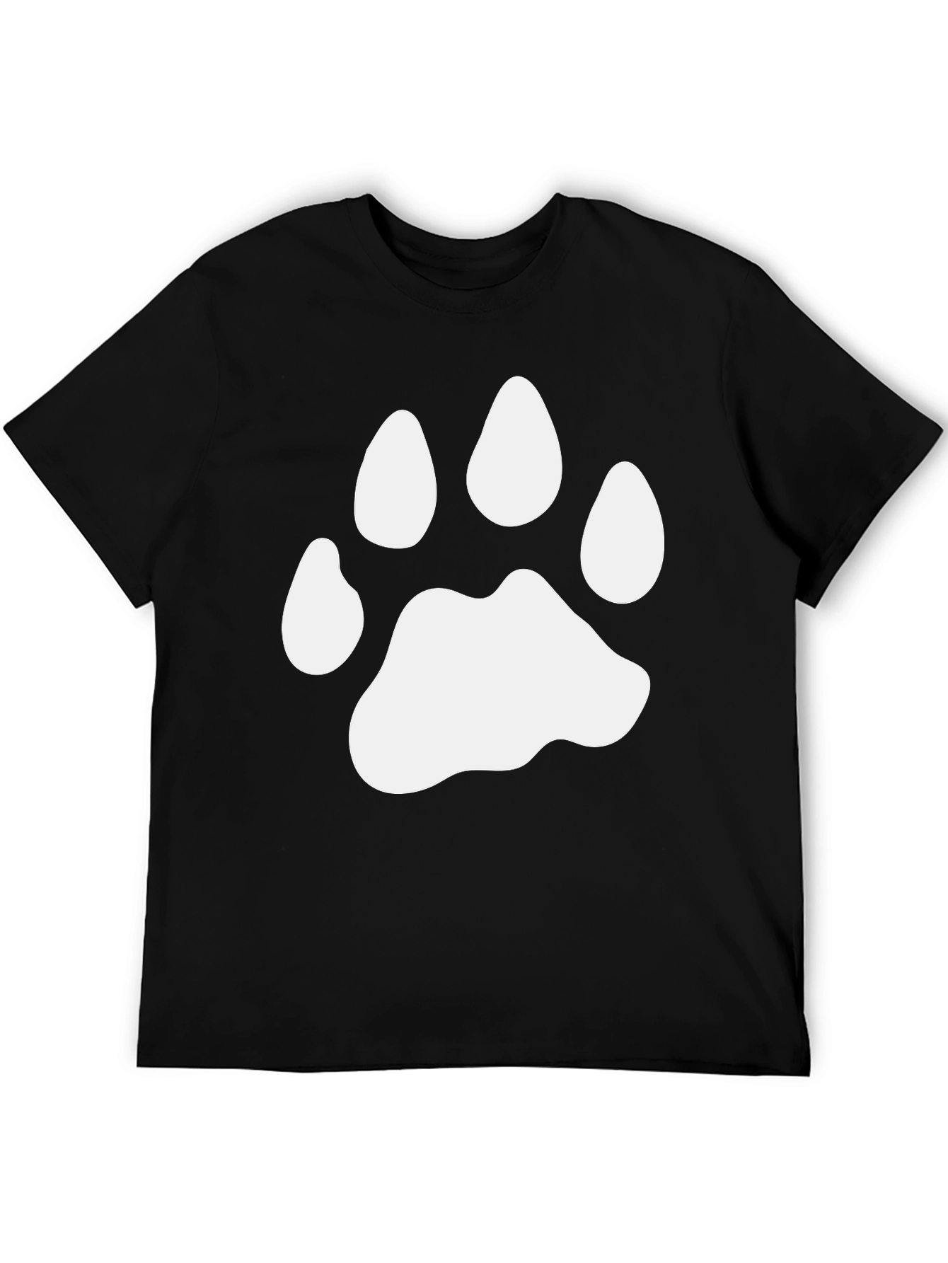Paw Print Graphic Tee - Casual Black T-Shirt