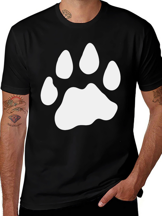 Paw Print Graphic Tee - Casual Black T-Shirt